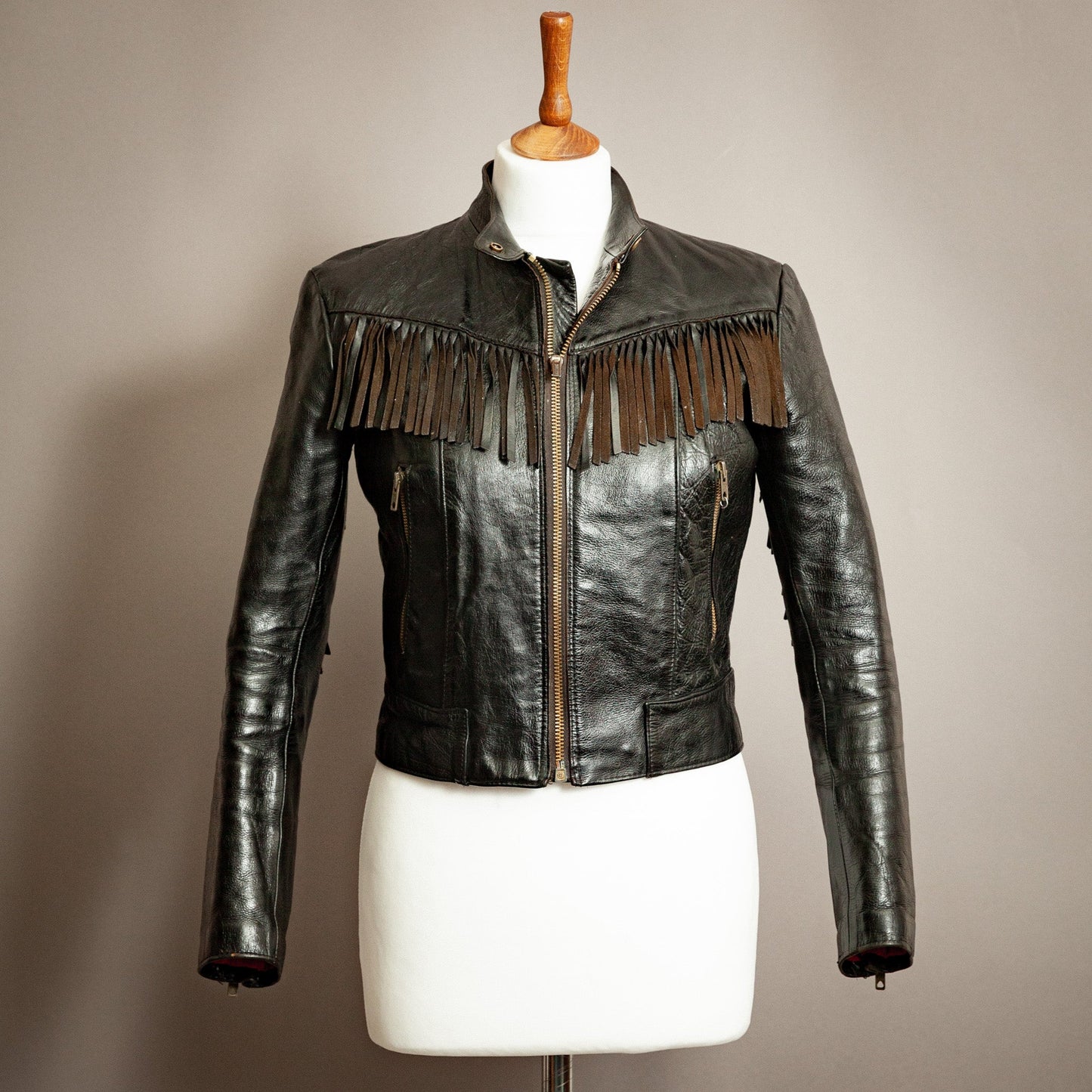 Vintage 1960s Horsehide Leather Biker Jacket – Small (Size 6)