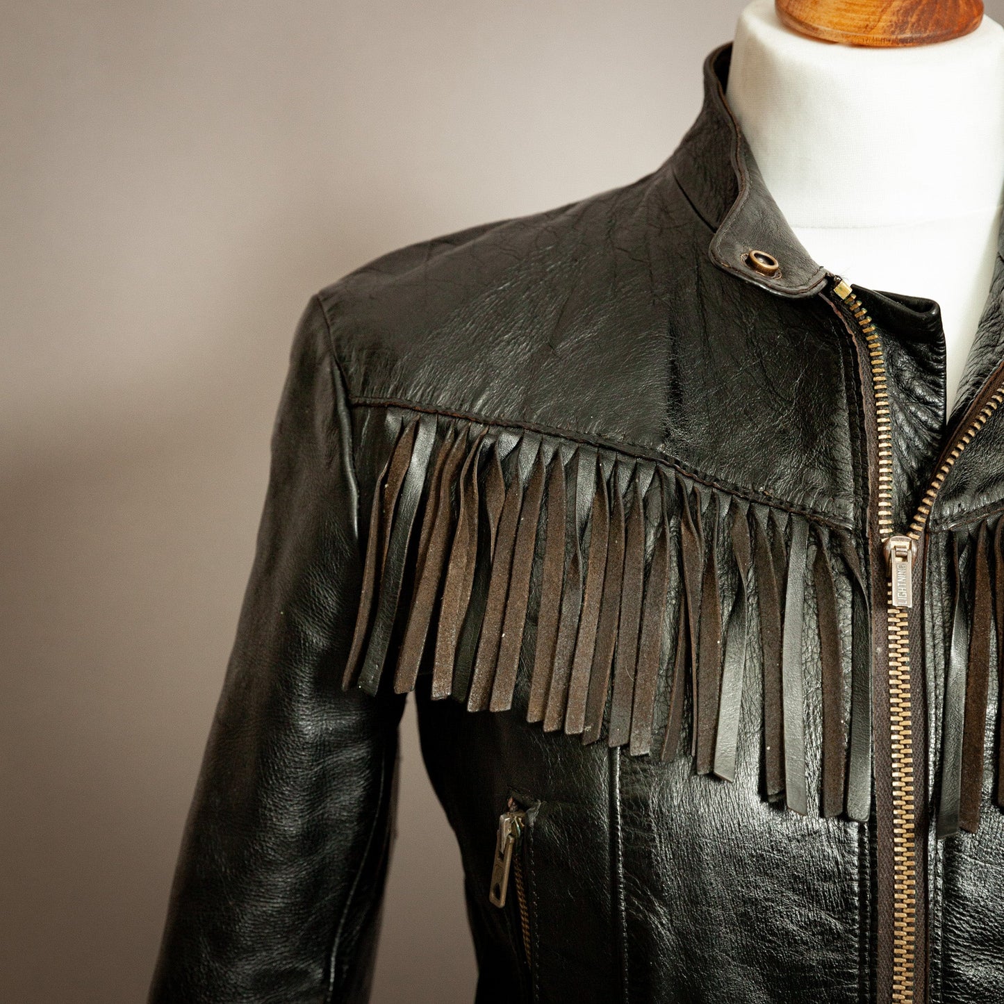 Vintage 1960s Horsehide Leather Biker Jacket – Small (Size 6)