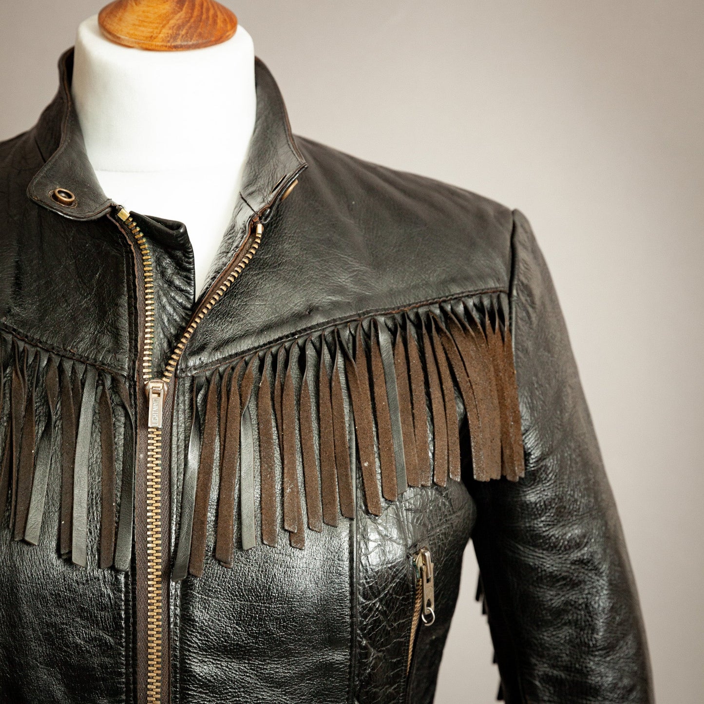 Vintage 1960s Horsehide Leather Biker Jacket – Small (Size 6)