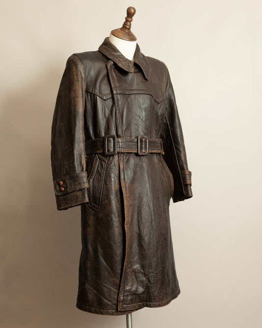 WWII German Senior Officer Leather Trench Coat, circa 1940s