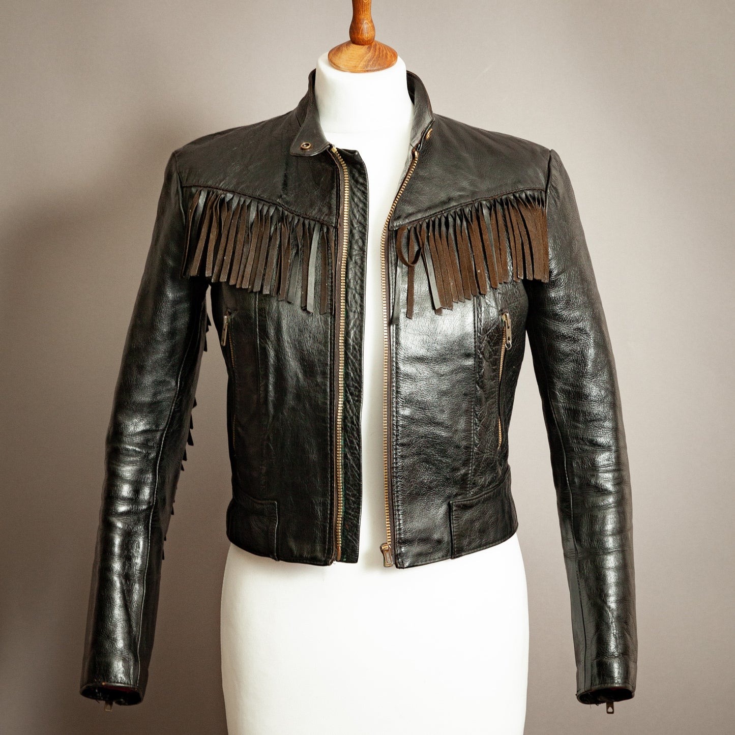 Vintage 1960s Horsehide Leather Biker Jacket – Small (Size 6)