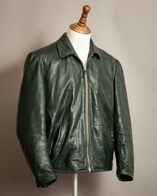 1940s German Horsehide Leather Motorcycle Jacket- XL (44-46)
