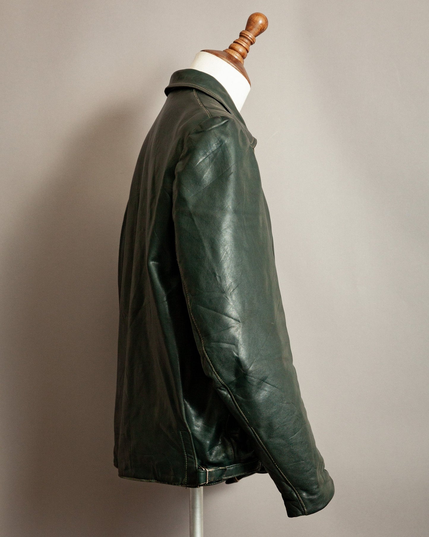 1940s German Horsehide Leather Motorcycle Jacket- XL (44-46)