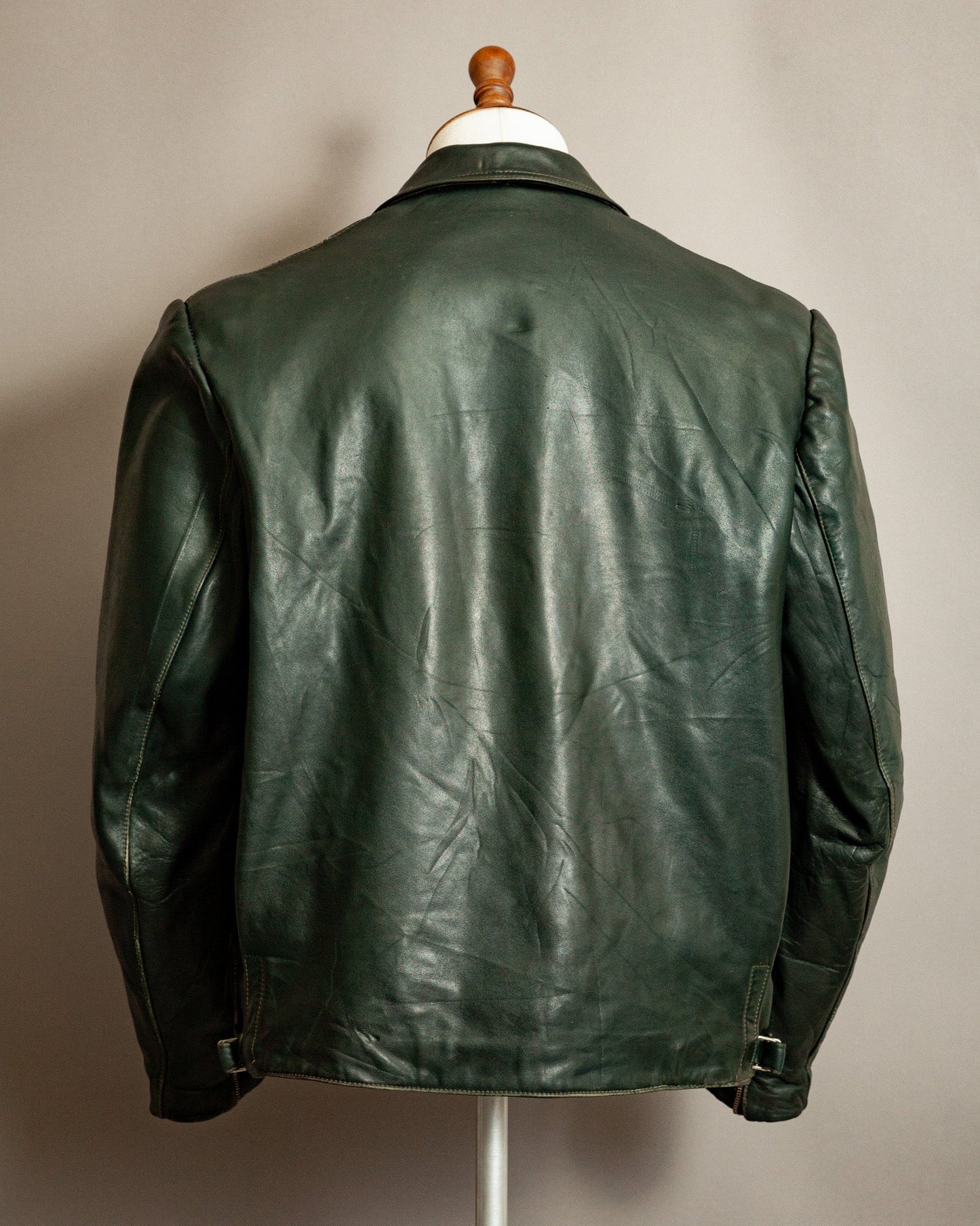 1940s German Horsehide Leather Motorcycle Jacket- XL (44-46)