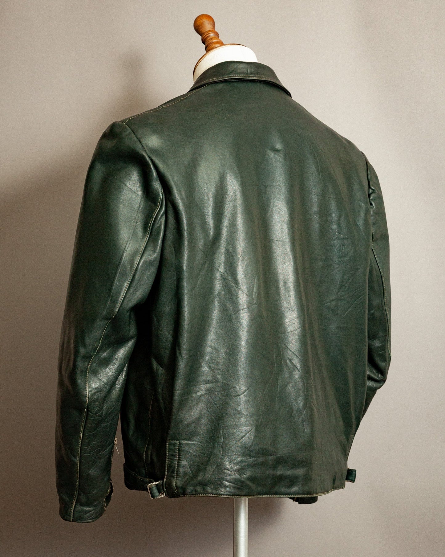 1940s German Horsehide Leather Motorcycle Jacket- XL (44-46)