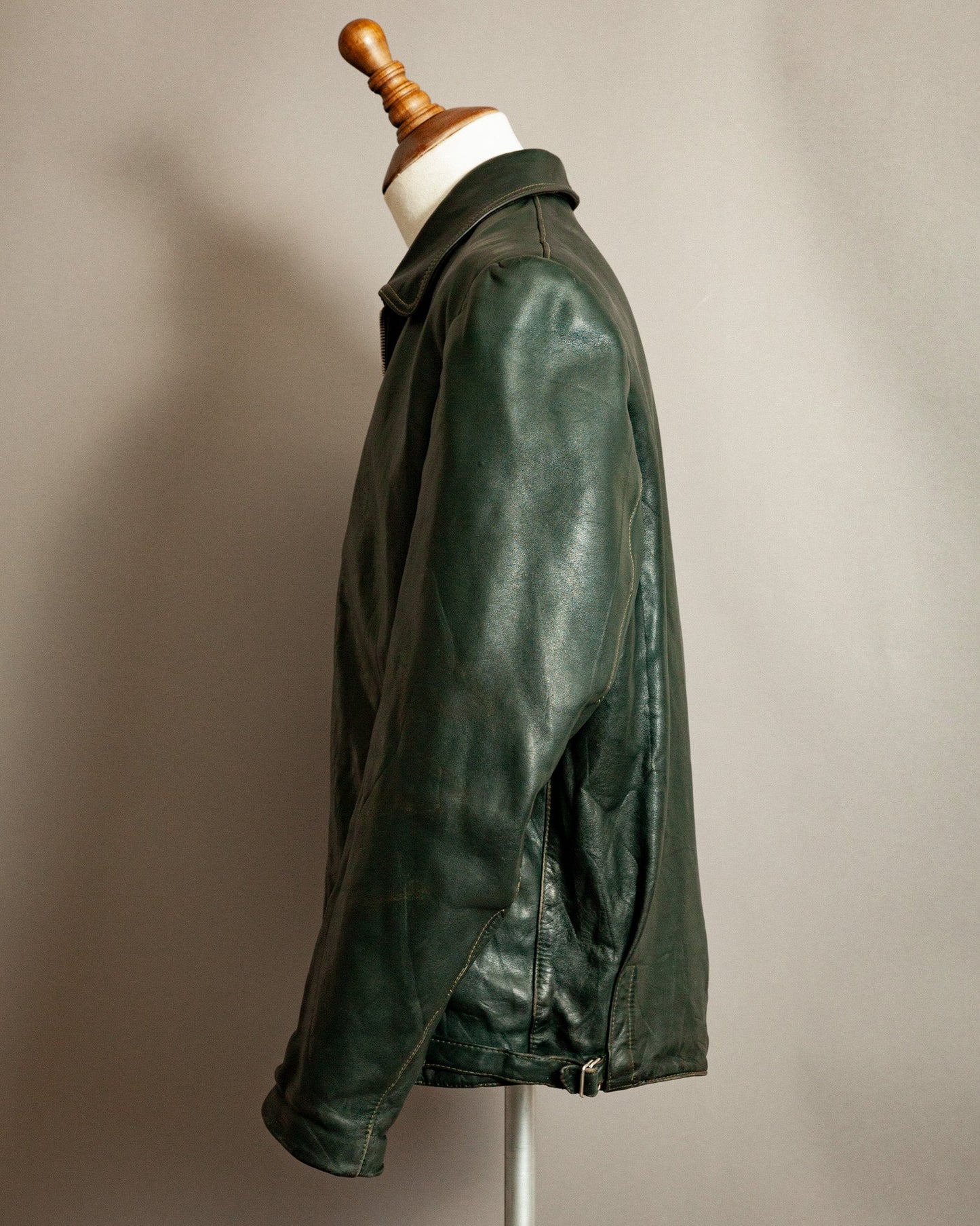 1940s German Horsehide Leather Motorcycle Jacket- XL (44-46)