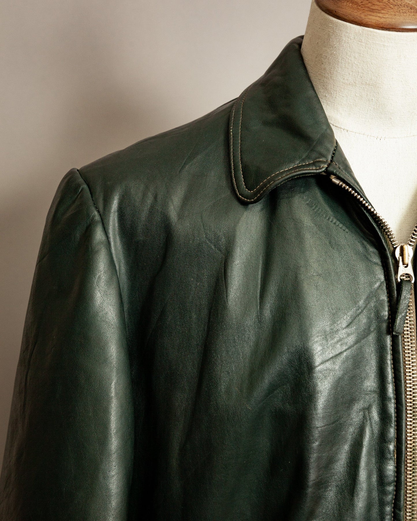 1940s German Horsehide Leather Motorcycle Jacket- XL (44-46)
