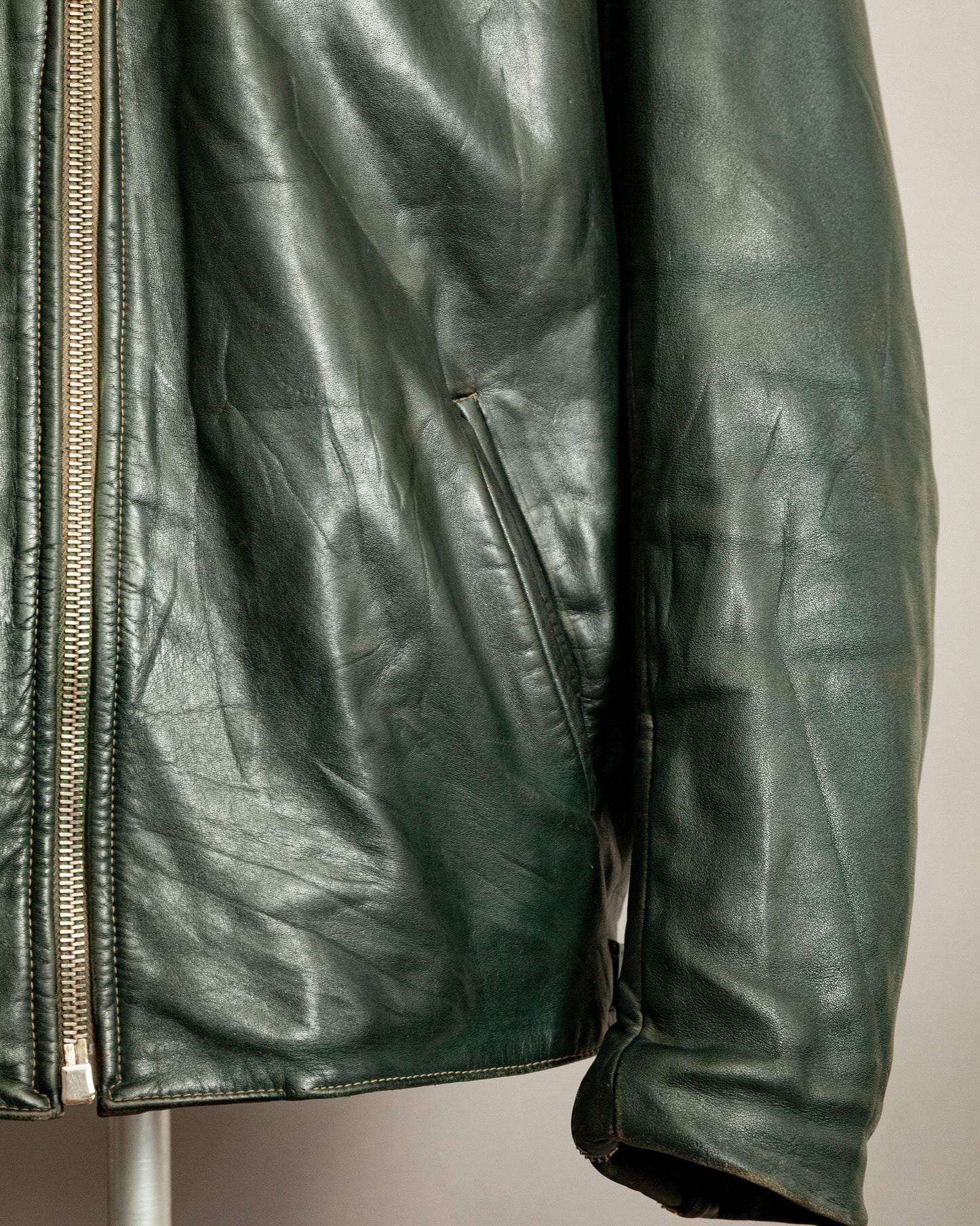 1940s German Horsehide Leather Motorcycle Jacket- XL (44-46)