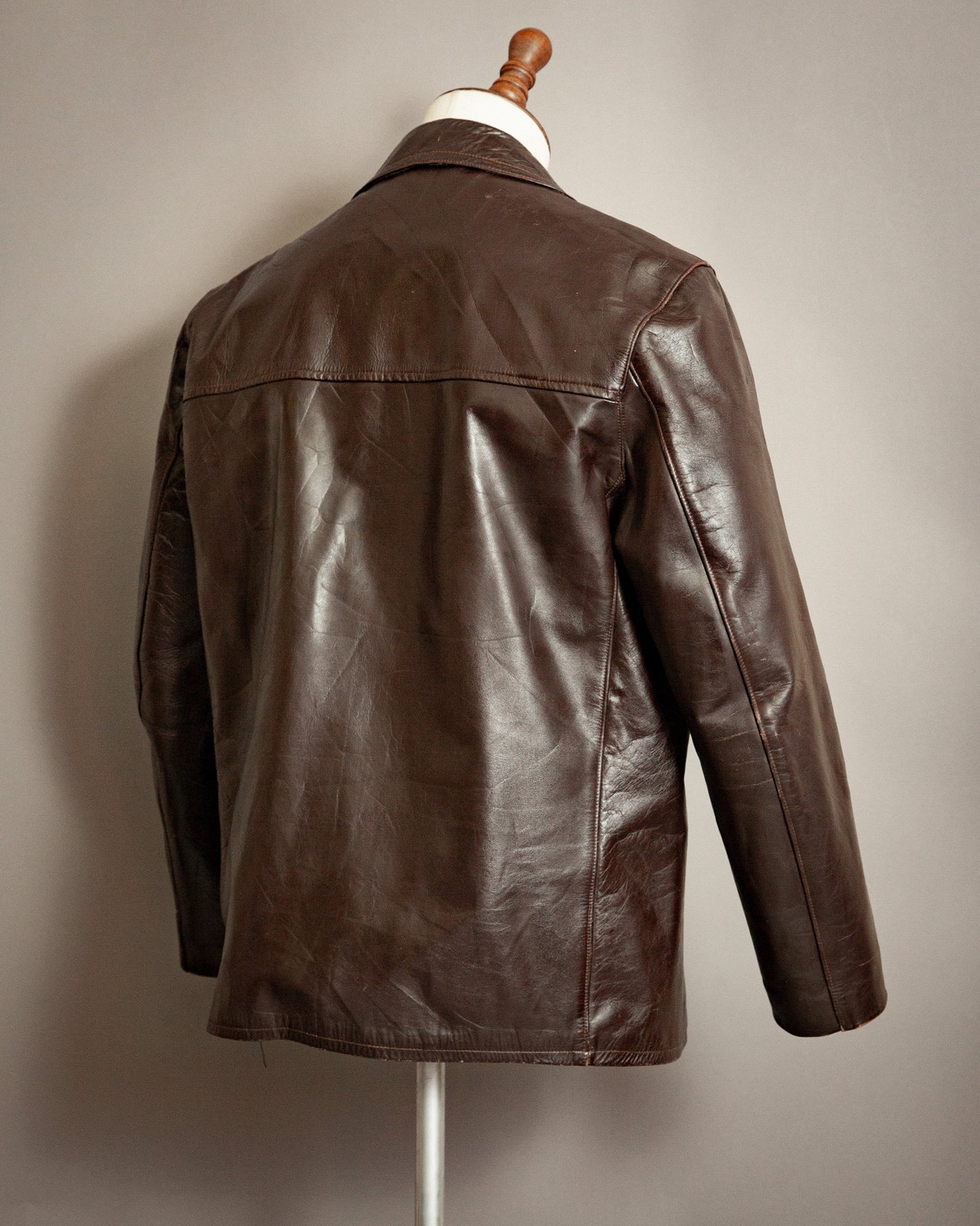 Vintage 1950s French Véritable Vachette Leather Jacket – XL (44-46)