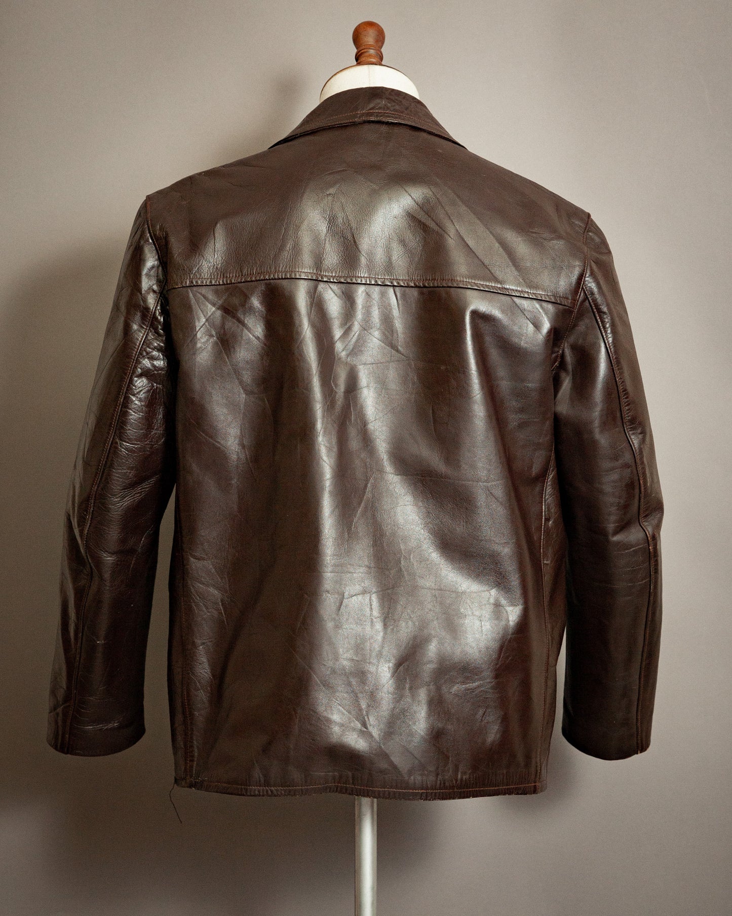 Vintage 1950s French Véritable Vachette Leather Jacket – XL (44-46)
