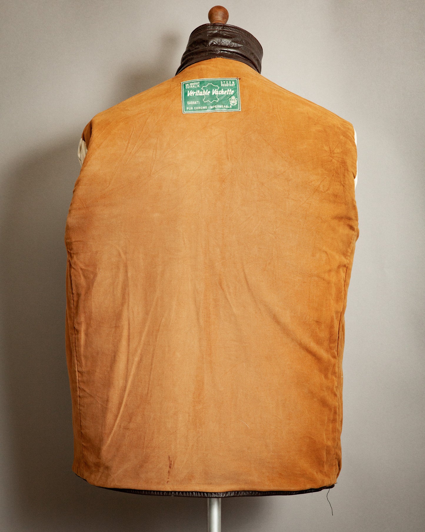 Vintage 1950s French Véritable Vachette Leather Jacket – XL (44-46)