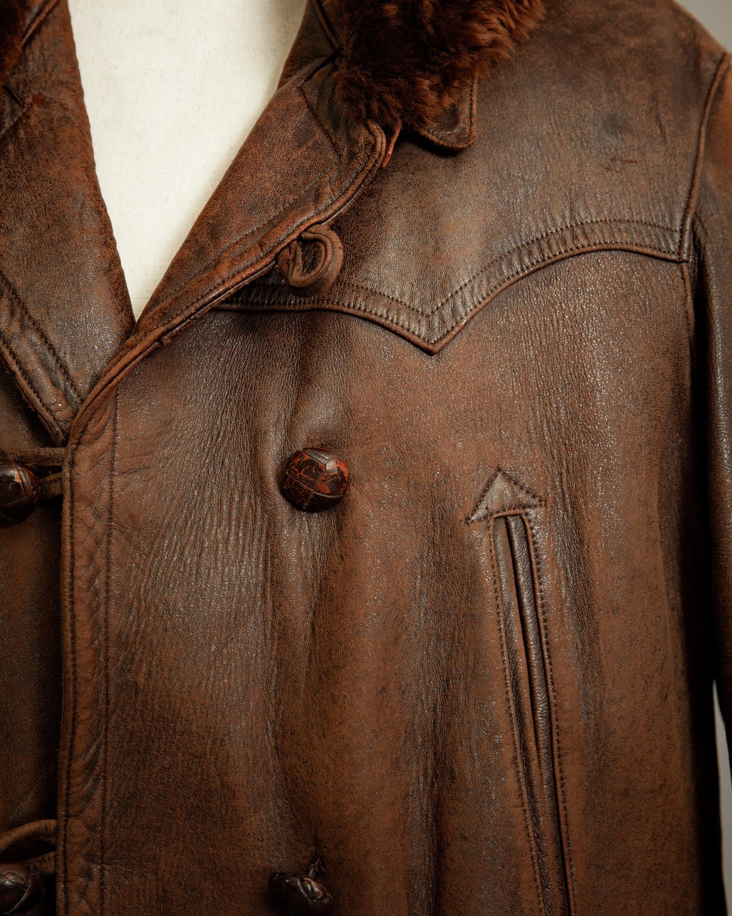 1940s French Resistance Leather Trench Coat - XL (46)