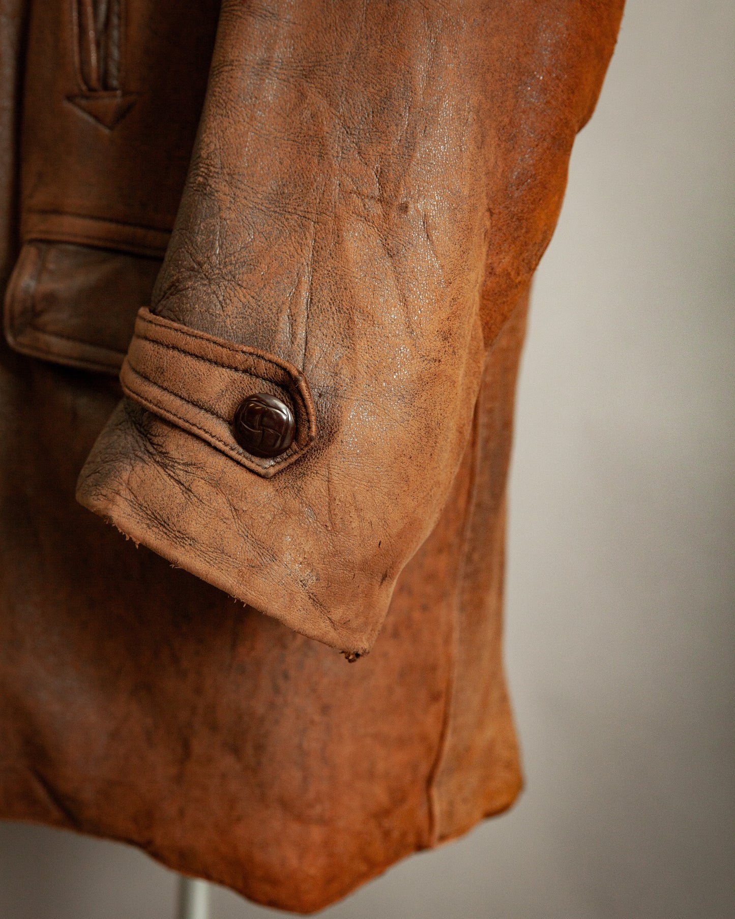 1940s French Resistance Leather Trench Coat - XL (46)