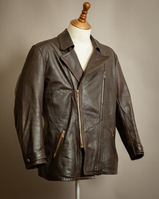 Vintage WW2 German Horsehide Leather Motorcycle Jacket - Large (44-46)