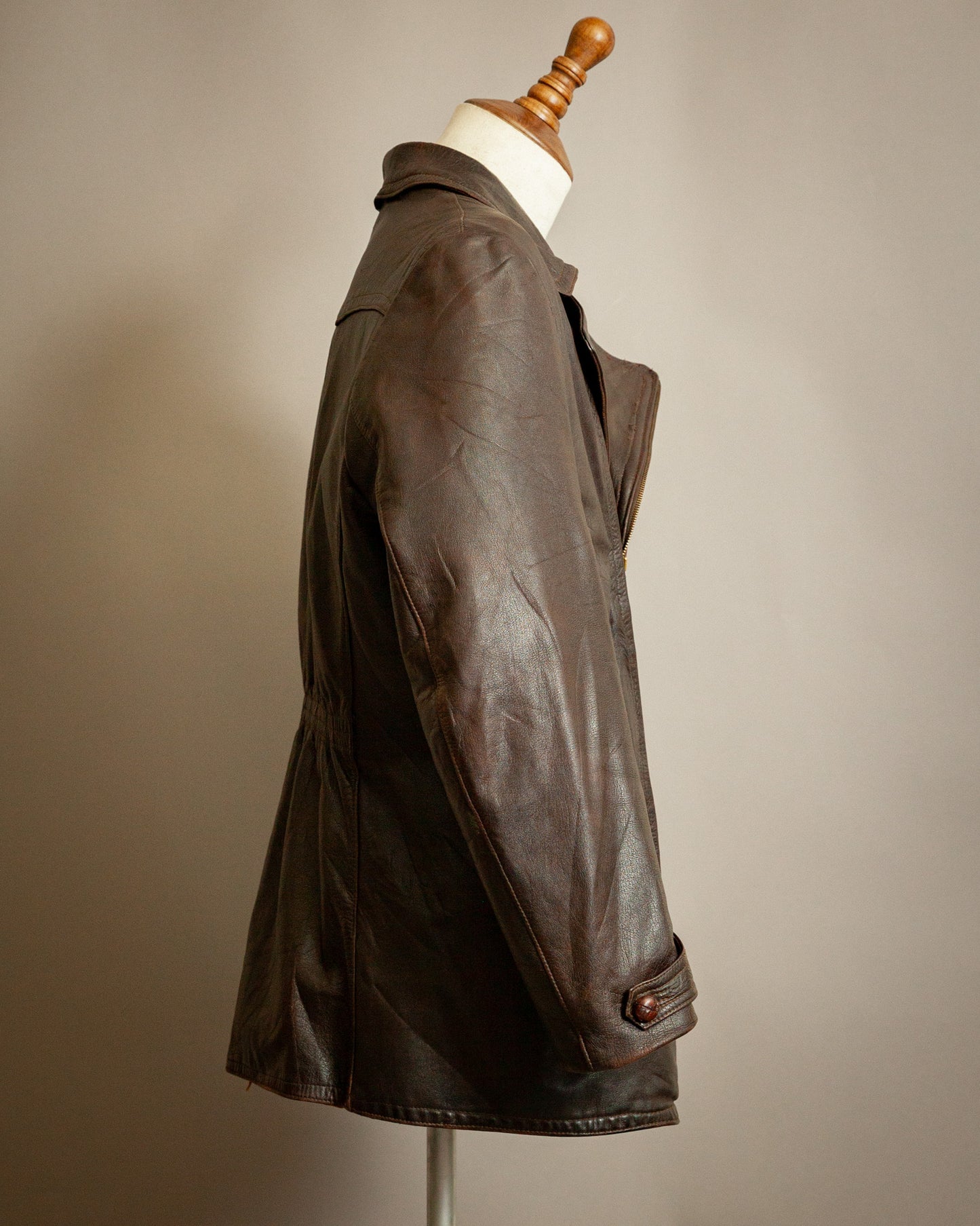 Vintage WW2 German Horsehide Leather Motorcycle Jacket - Large (44-46)