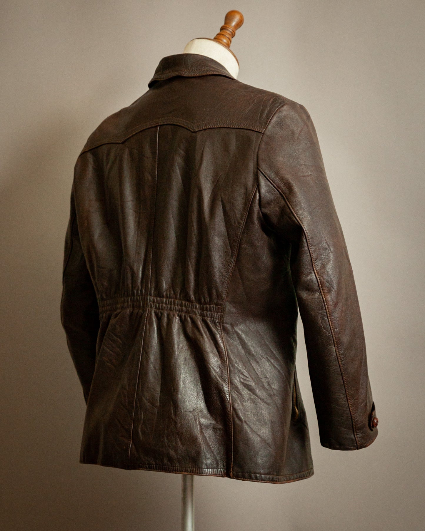 Vintage WW2 German Horsehide Leather Motorcycle Jacket - Large (44-46)