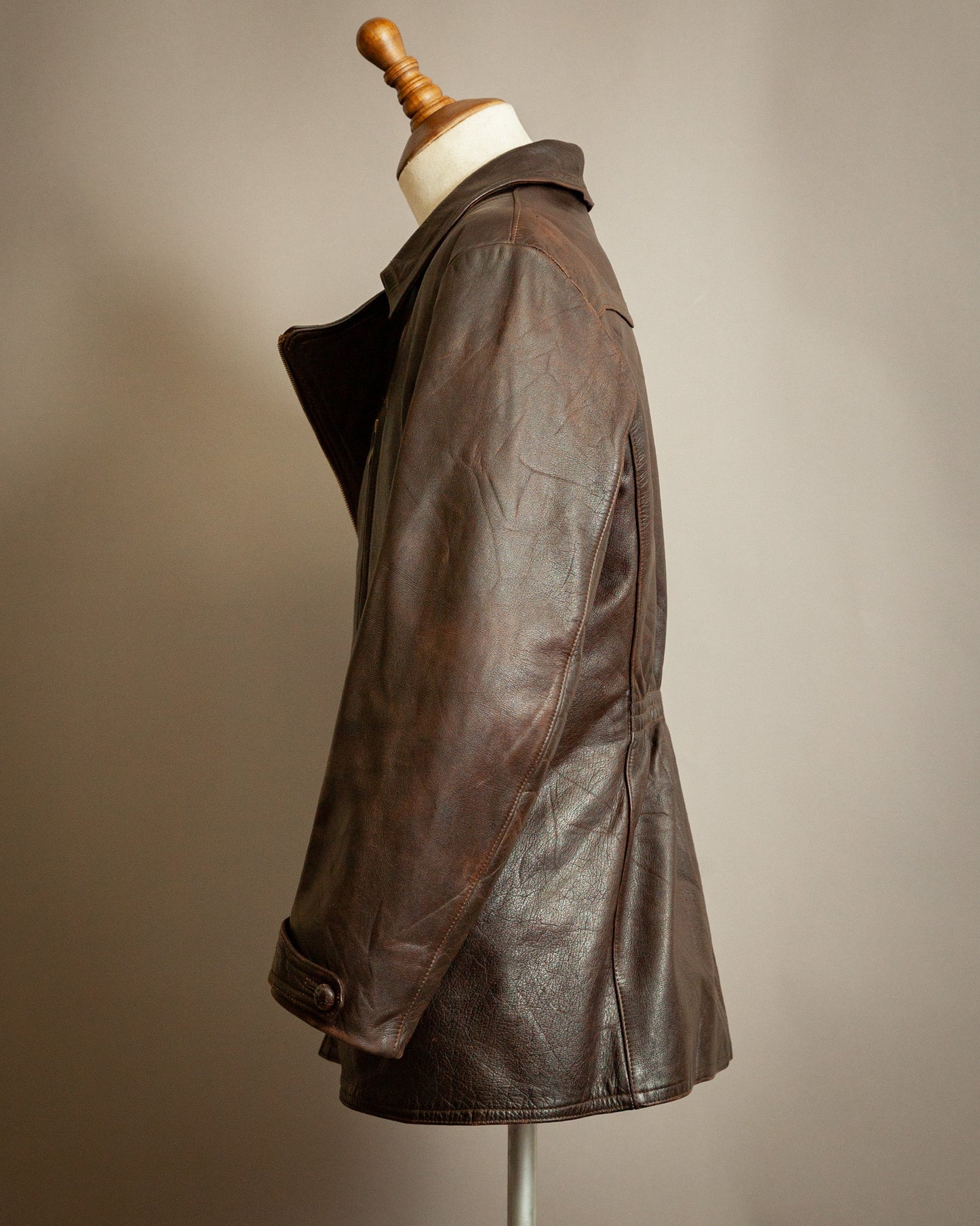 Vintage WW2 German Horsehide Leather Motorcycle Jacket - Large (44-46)