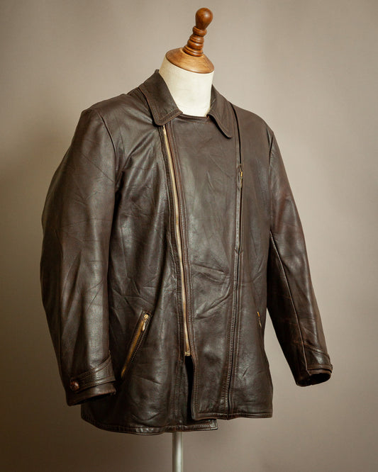 Vintage 1940s Haelson German Leather Dispatch Rider Jacket