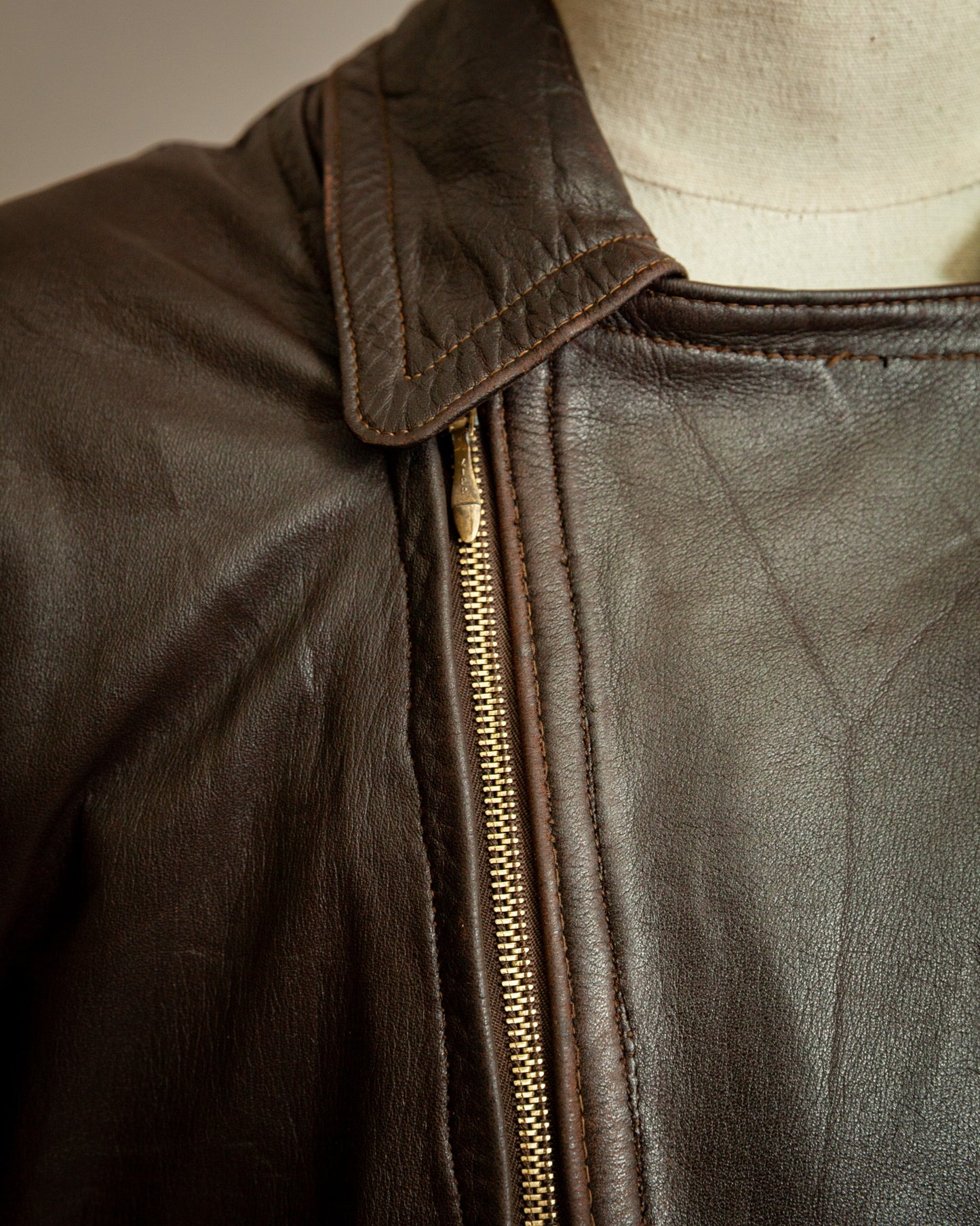 Vintage WW2 German Horsehide Leather Motorcycle Jacket - Large (44-46)