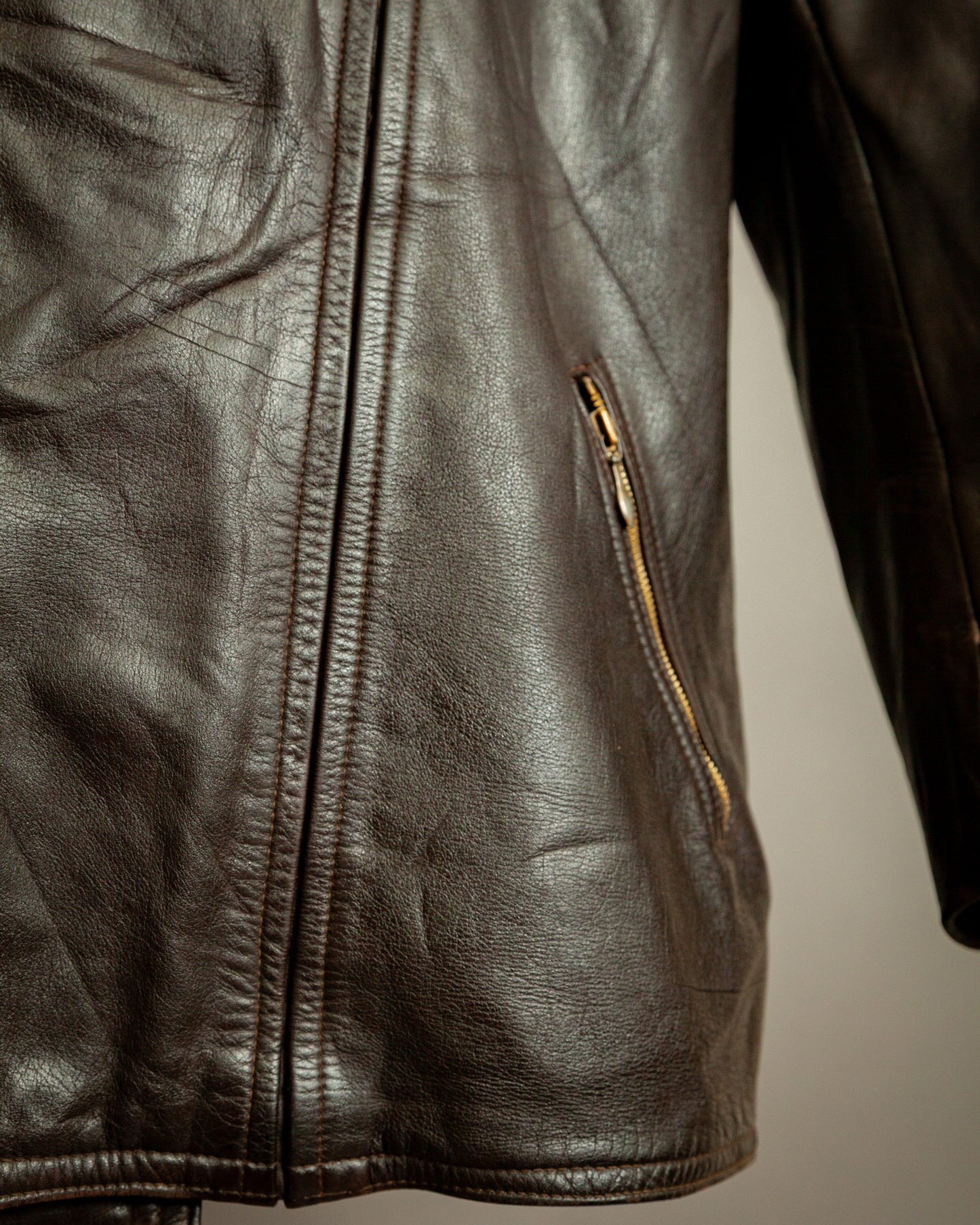Vintage WW2 German Horsehide Leather Motorcycle Jacket - Large (44-46)