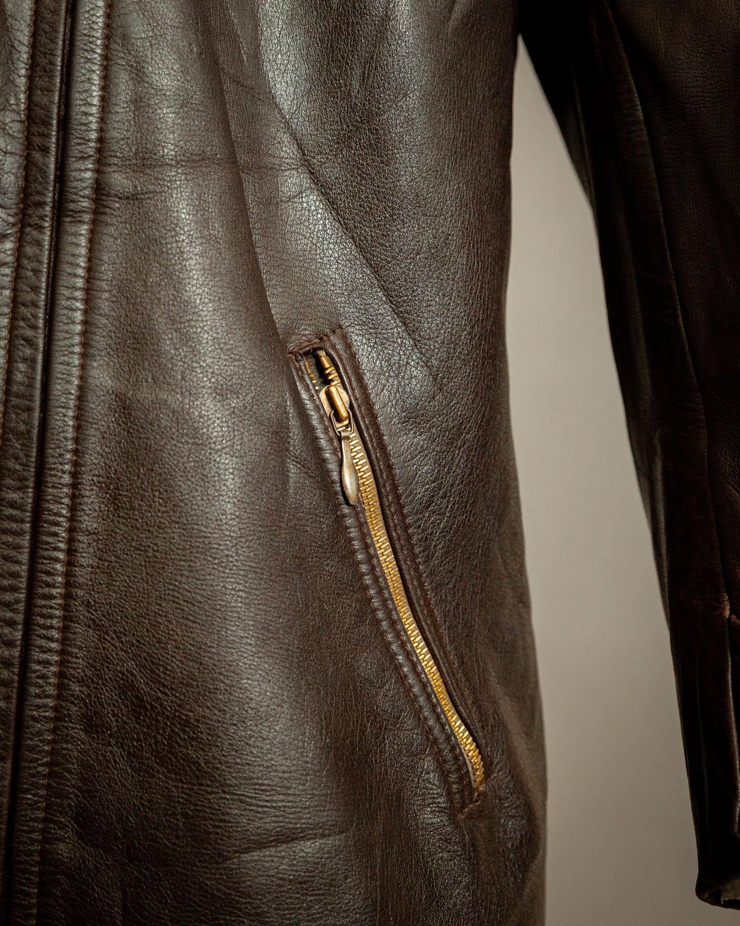 Vintage WW2 German Horsehide Leather Motorcycle Jacket - Large (44-46)