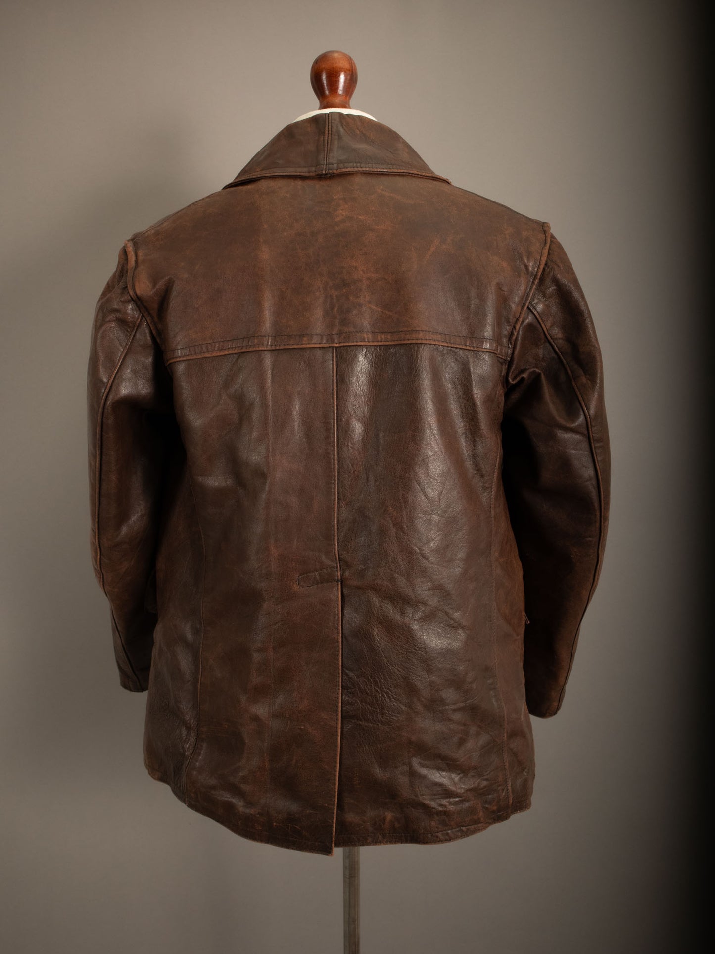 Vintage WWII French Army M35 Tank Crew Leather Jacket - Small (38-40)