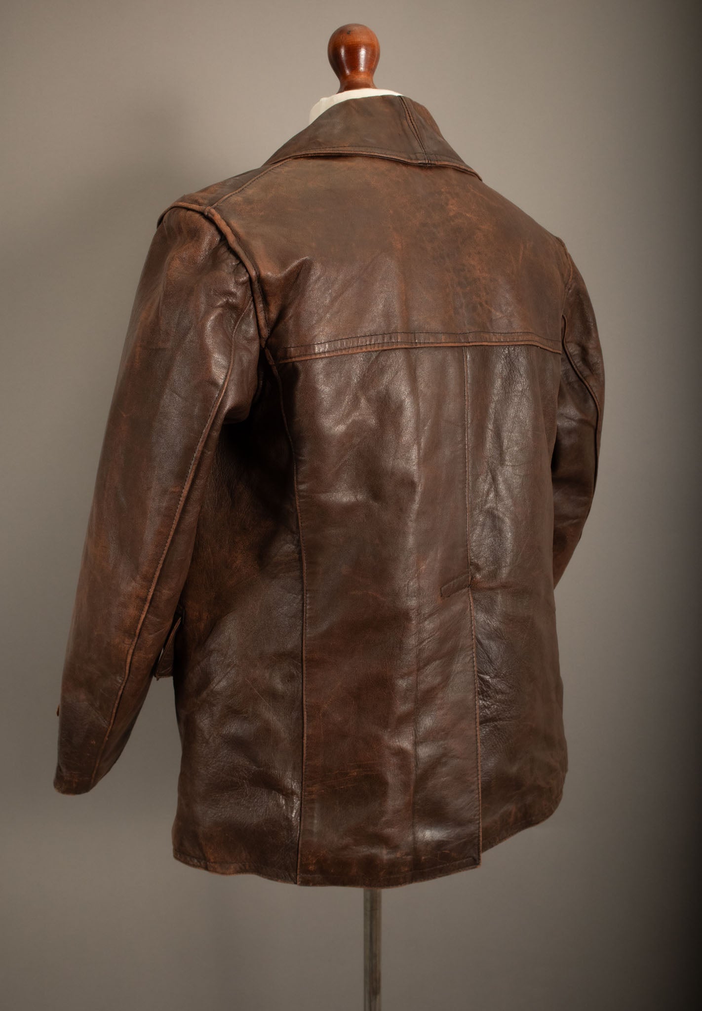 Vintage WWII French Army M35 Tank Crew Leather Jacket - Small (38-40)