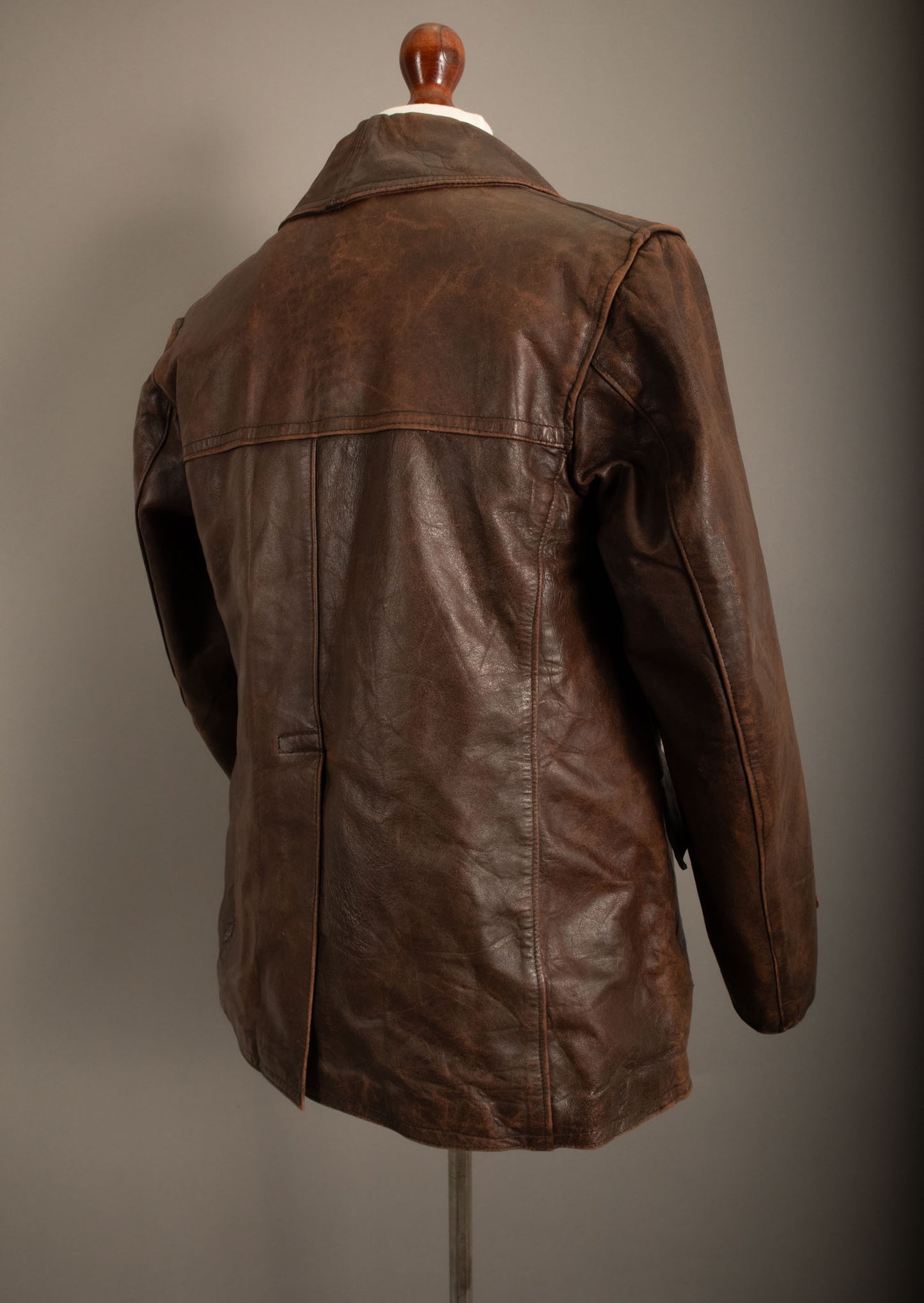 Vintage WWII French Army M35 Tank Crew Leather Jacket - Small (38-40)