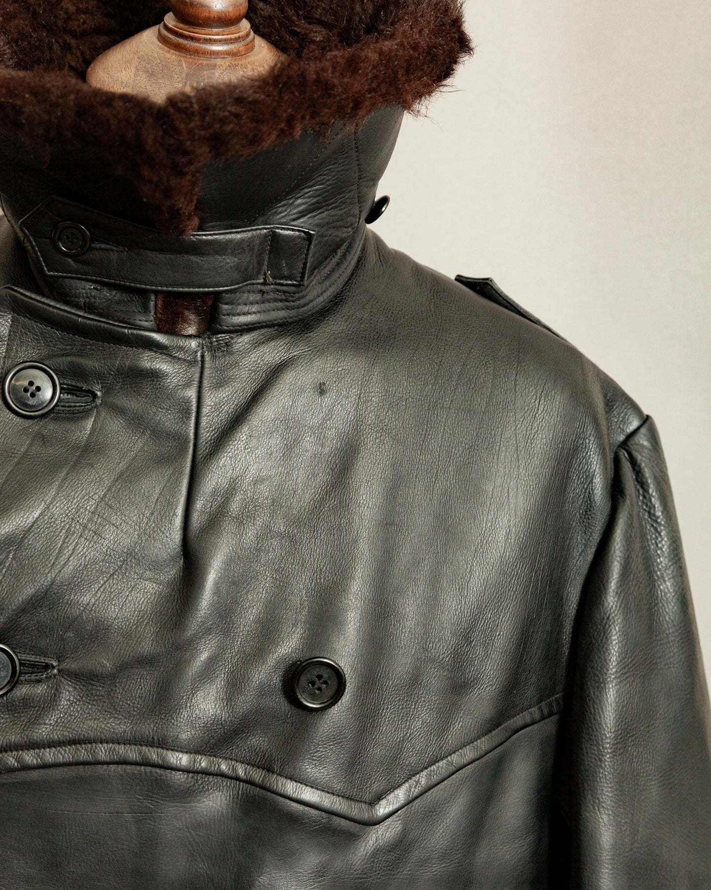 Vintage 1940s Swedish Military Leather Trench Coat – Large (44-46)