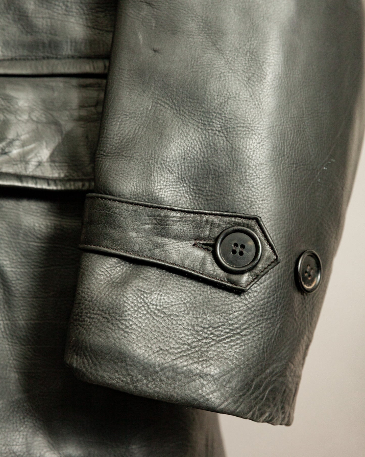 Vintage 1940s Swedish Military Leather Trench Coat – Large (44-46)