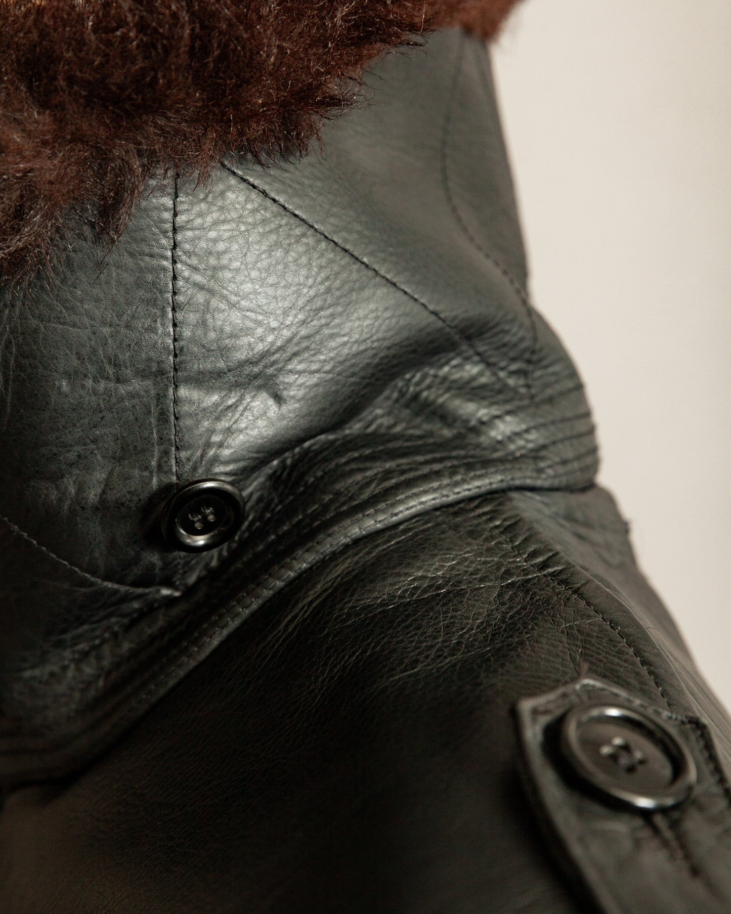 Vintage 1940s Swedish Military Leather Trench Coat – Large (44-46)