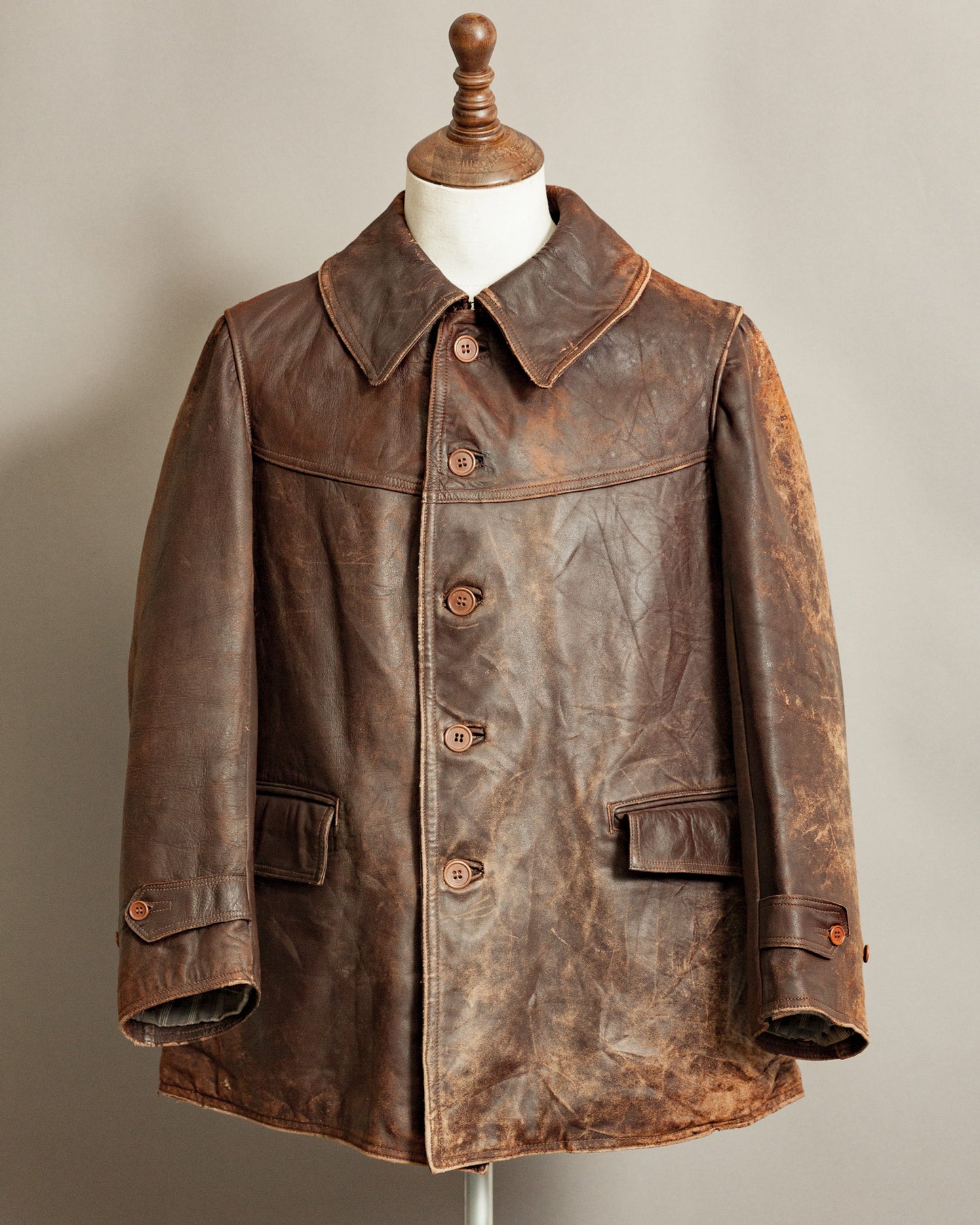 WWII French Army M35 Tank Crew Leather Jacket - Small (38)