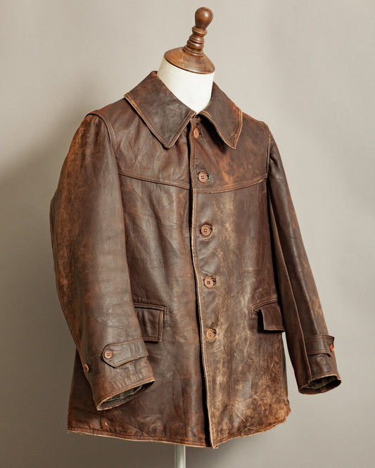 WWII French Army M35 Tank Crew Leather Jacket - Small (38)