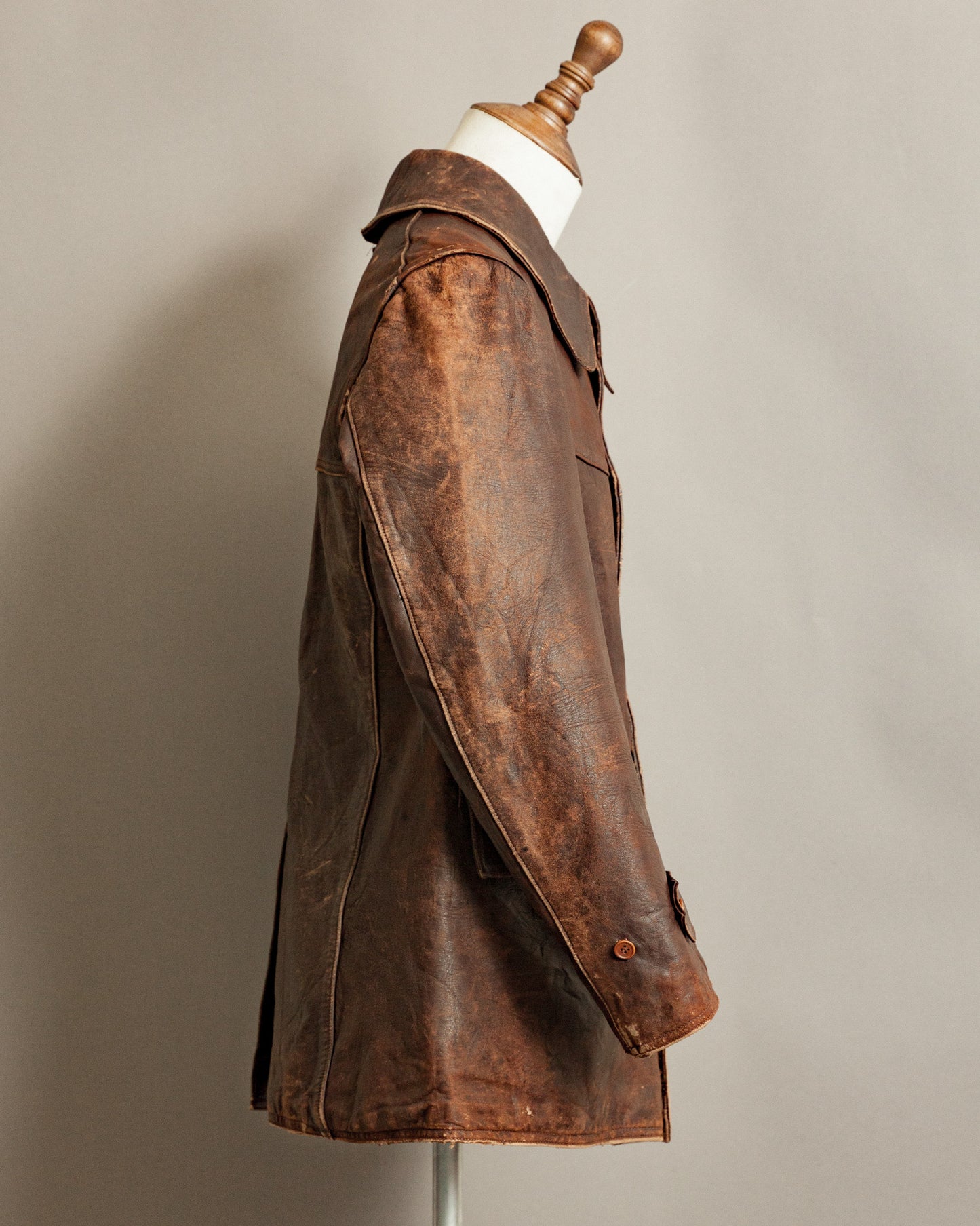 WWII French Army M35 Tank Crew Leather Jacket - Small (38)