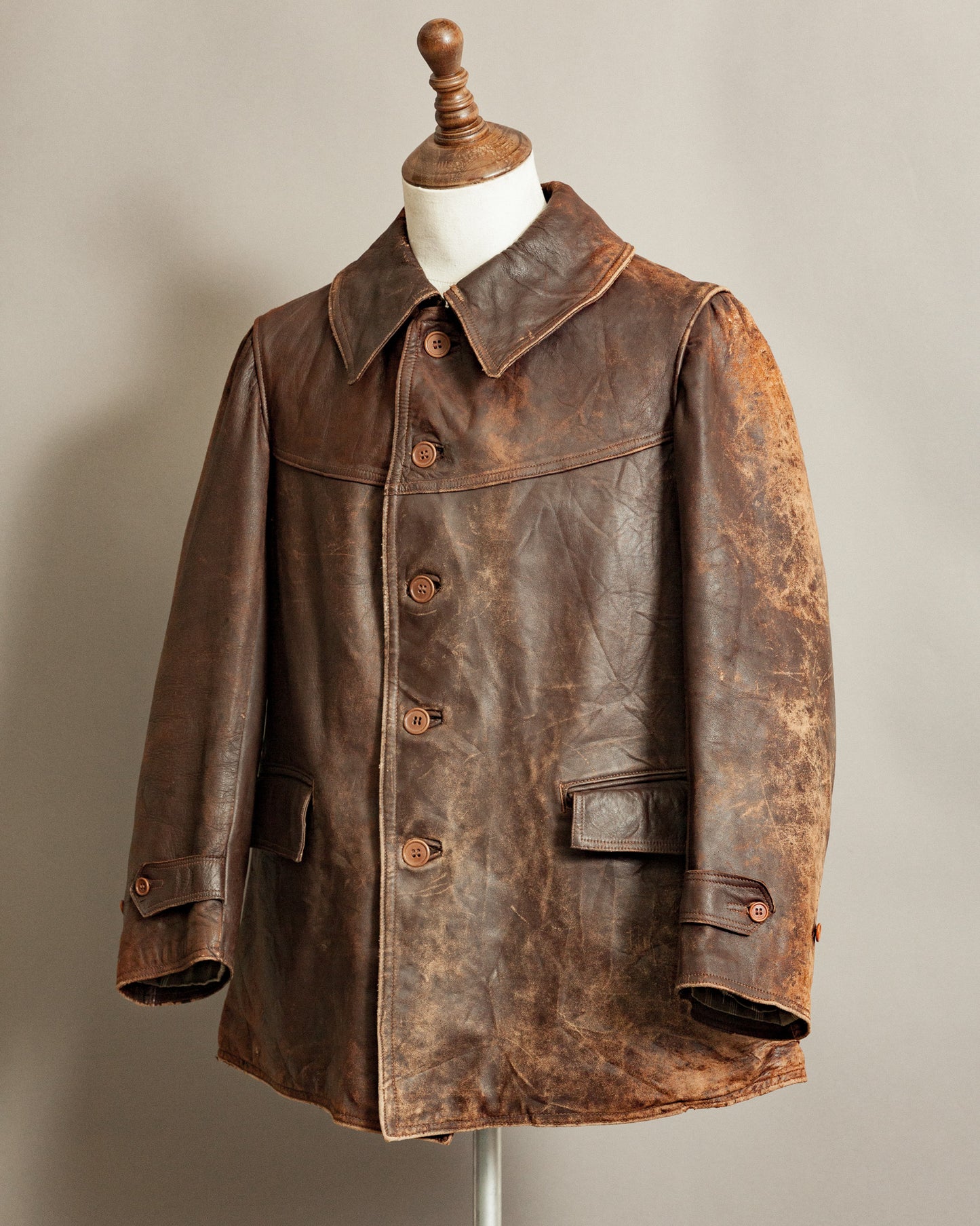 WWII French Army M35 Tank Crew Leather Jacket - Small (38)