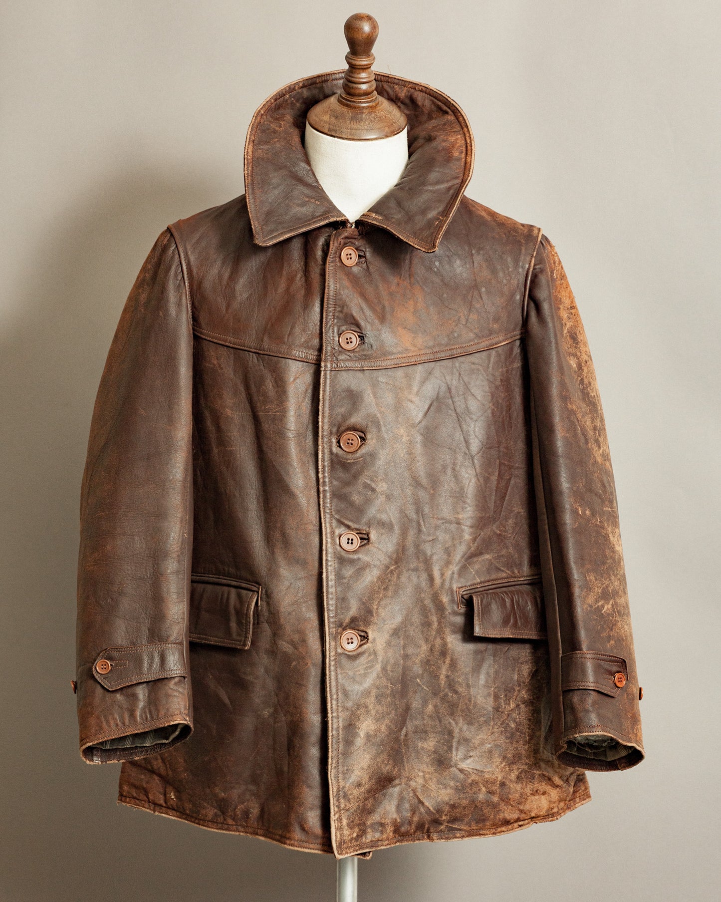WWII French Army M35 Tank Crew Leather Jacket - Small (38)