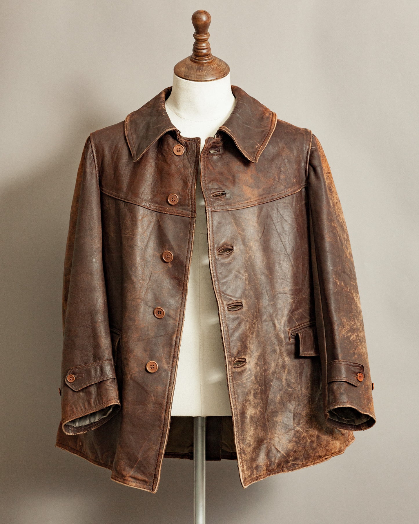 WWII French Army M35 Tank Crew Leather Jacket - Small (38)