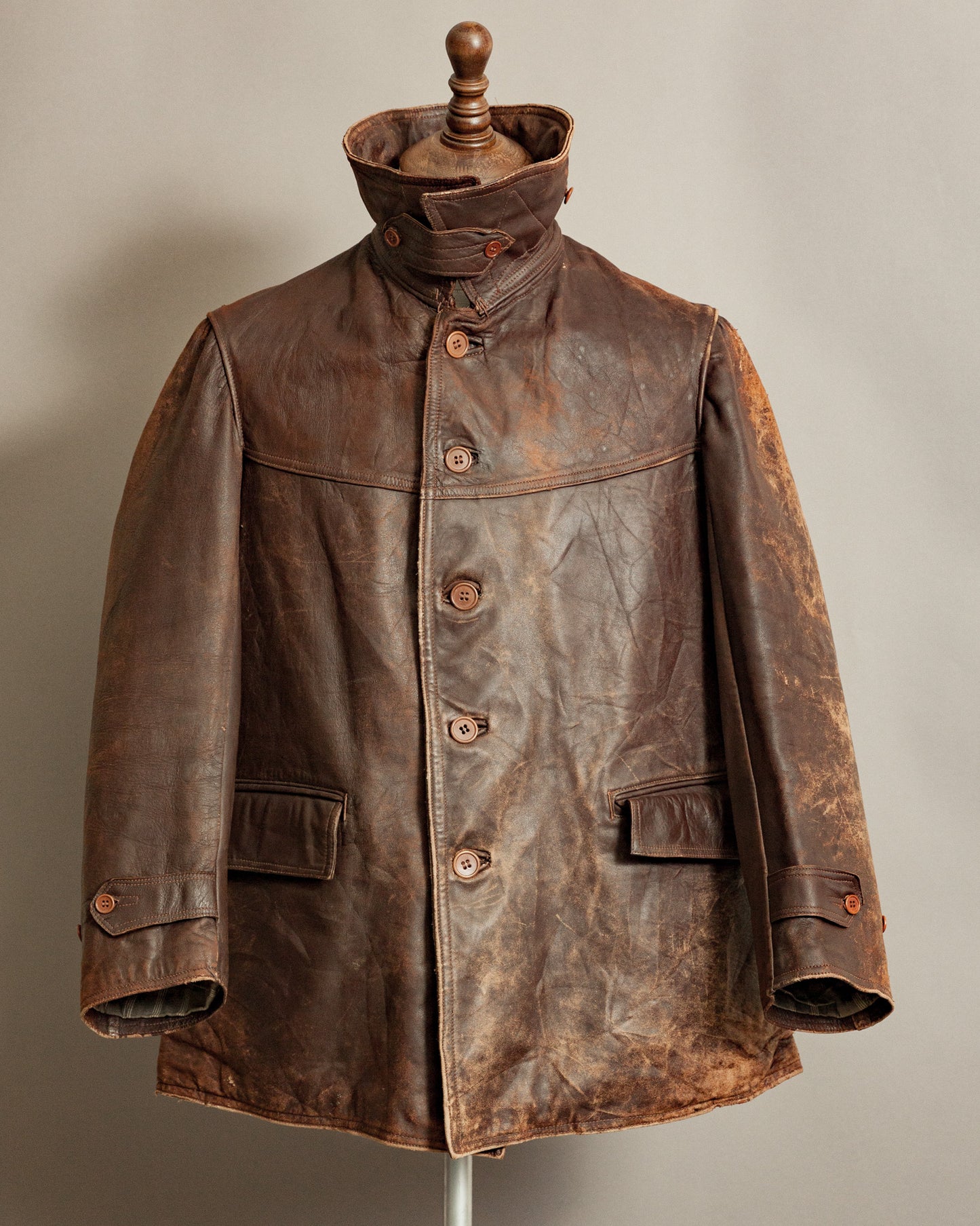WWII French Army M35 Tank Crew Leather Jacket - Small (38)