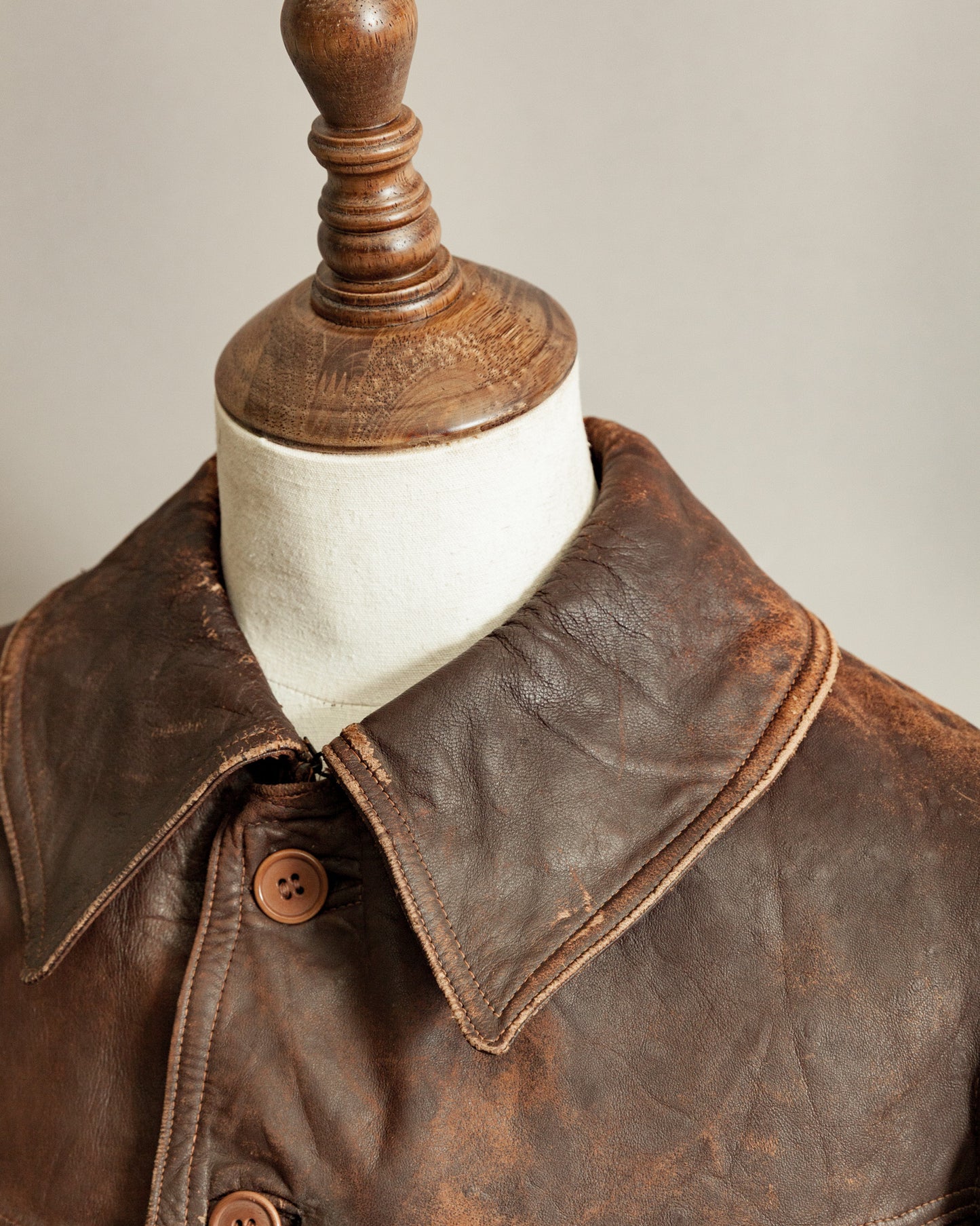 WWII French Army M35 Tank Crew Leather Jacket - Small (38)