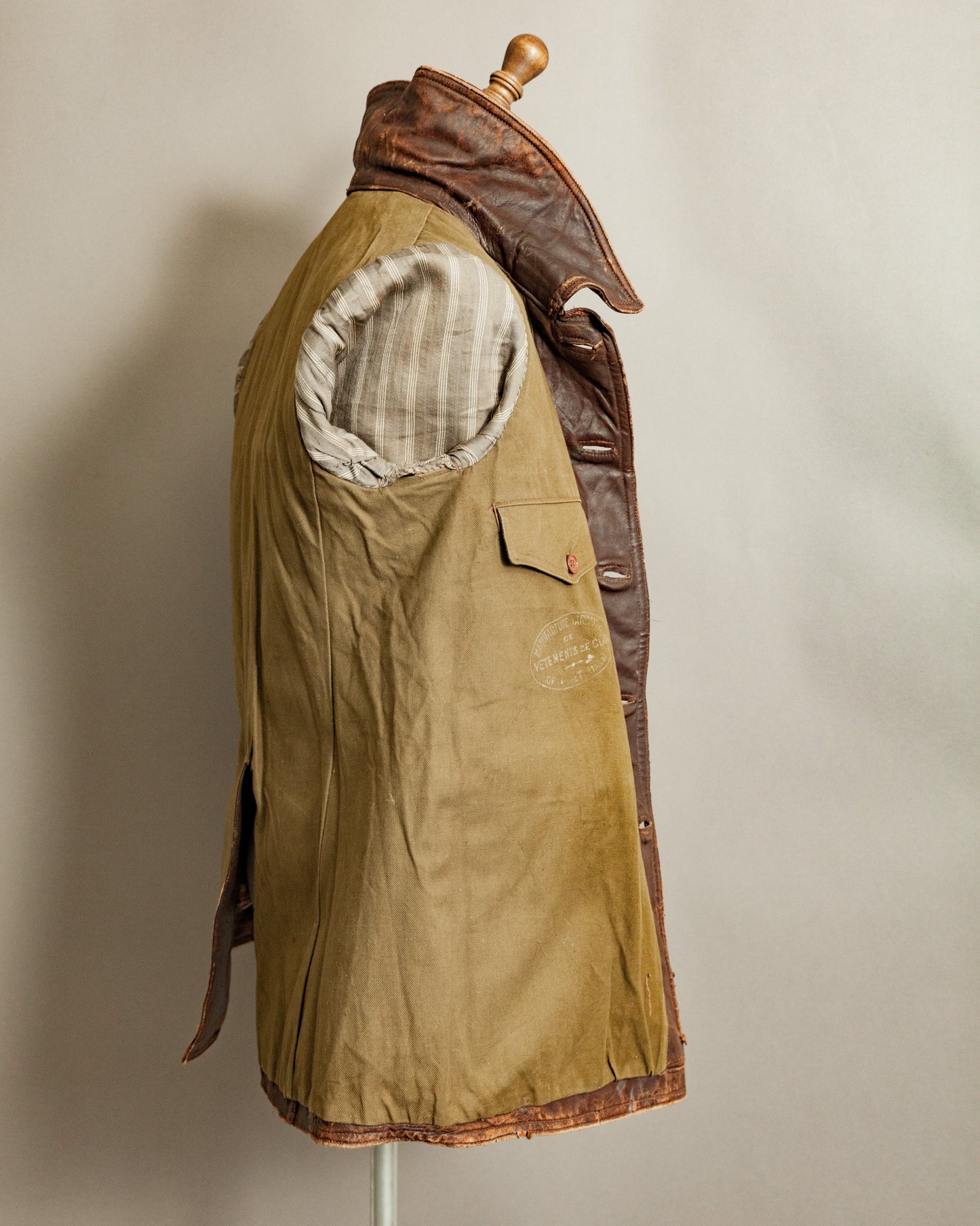 WWII French Army M35 Tank Crew Leather Jacket - Small (38)