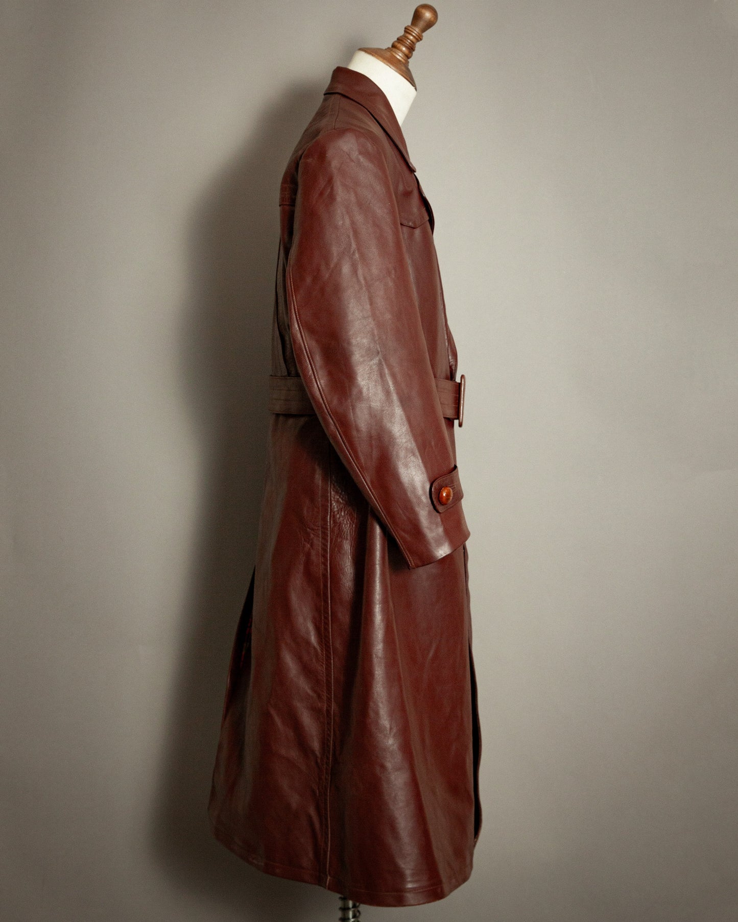WWII German Officers Leather Trench Coat - Large (42-44)