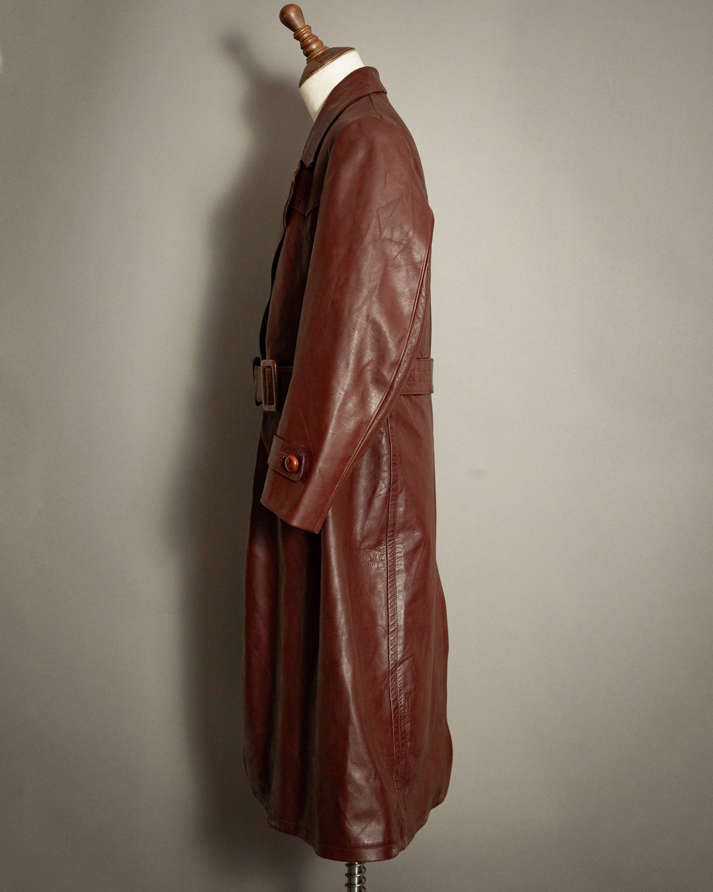 WWII German Officers Leather Trench Coat - Large (42-44)