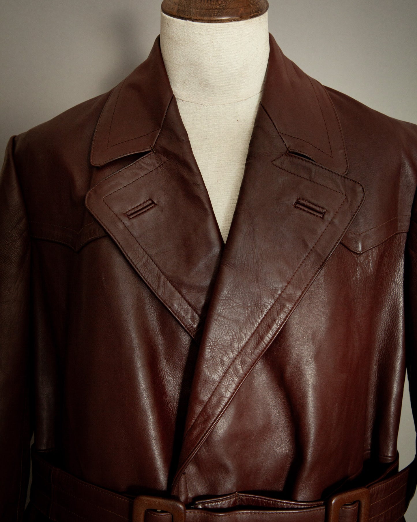 WWII German Officers Leather Trench Coat - Large (42-44)