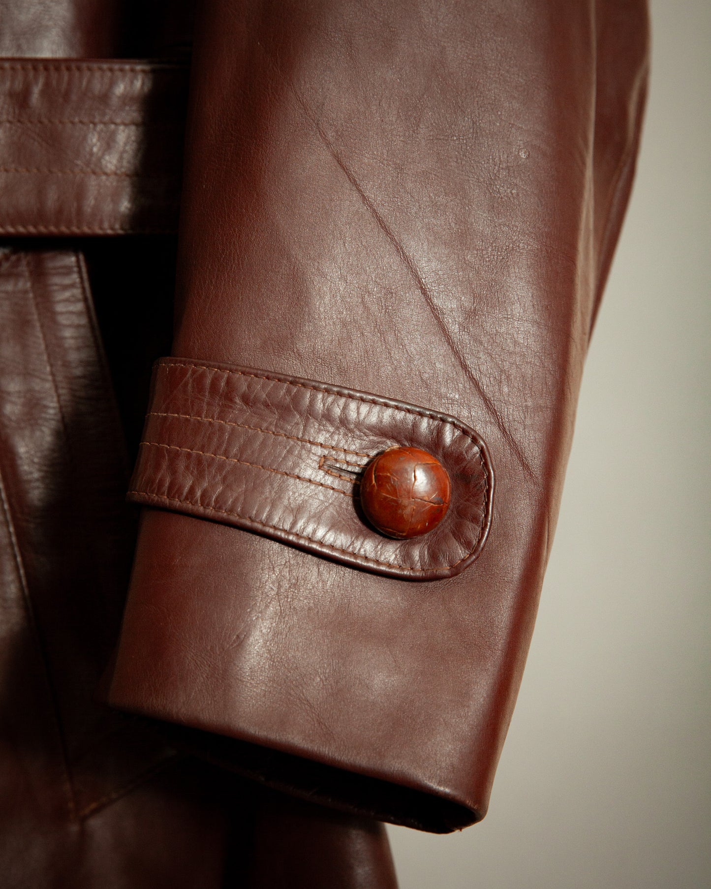 WWII German Officers Leather Trench Coat - Large (42-44)