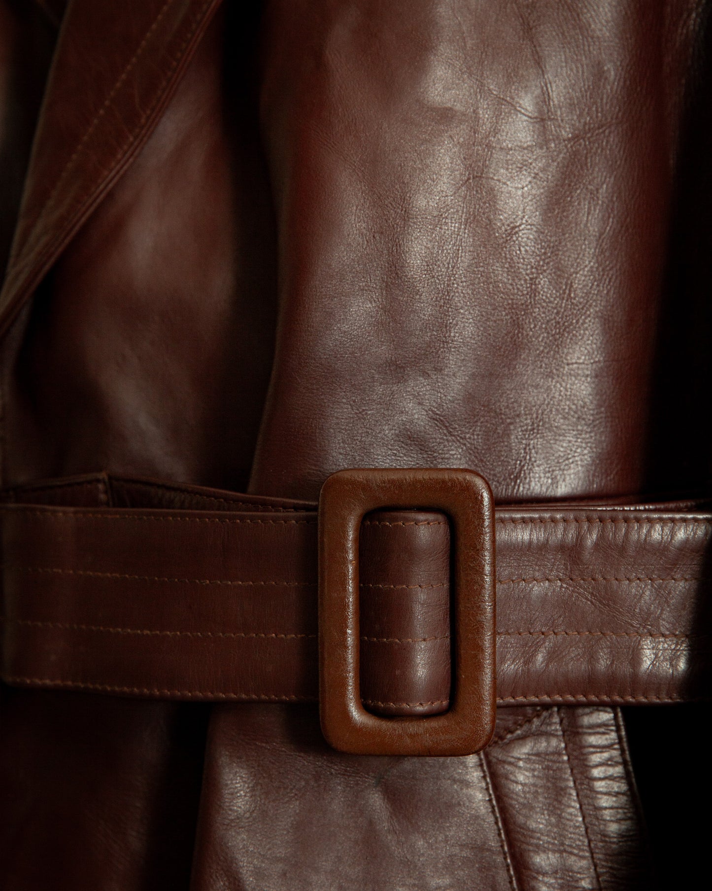 WWII German Officers Leather Trench Coat - Large (42-44)