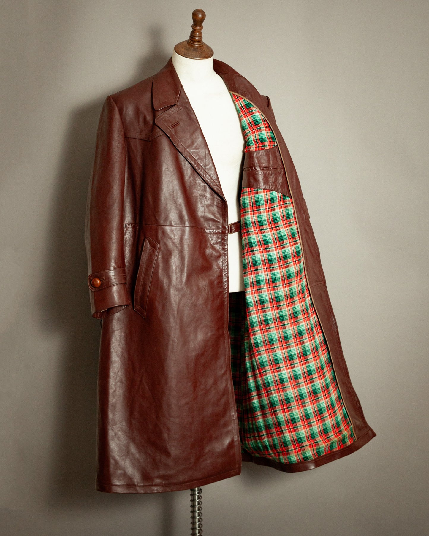 WWII German Officers Leather Trench Coat - Large (42-44)