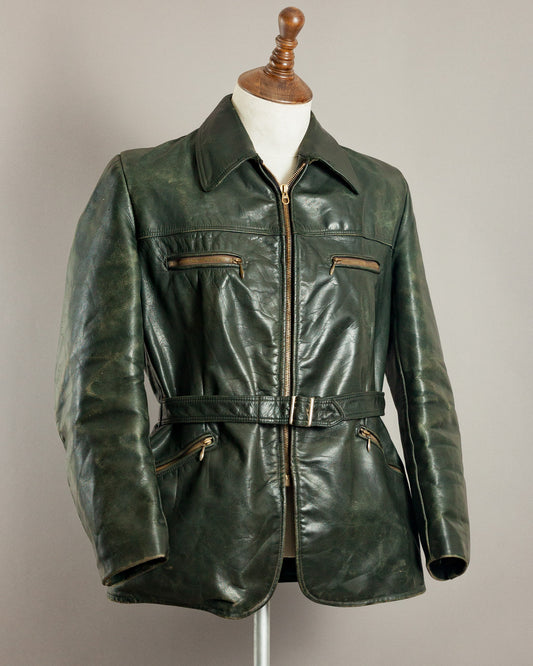 1940s German Horsehide Leather Motorcycle Jacket - Medium (42-44)