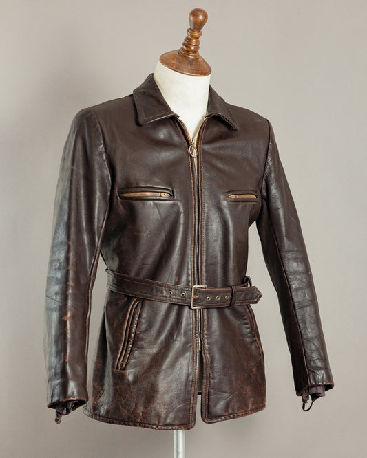 1940s Horsehide Leather Motorcycle Jacket - Small (36-38)