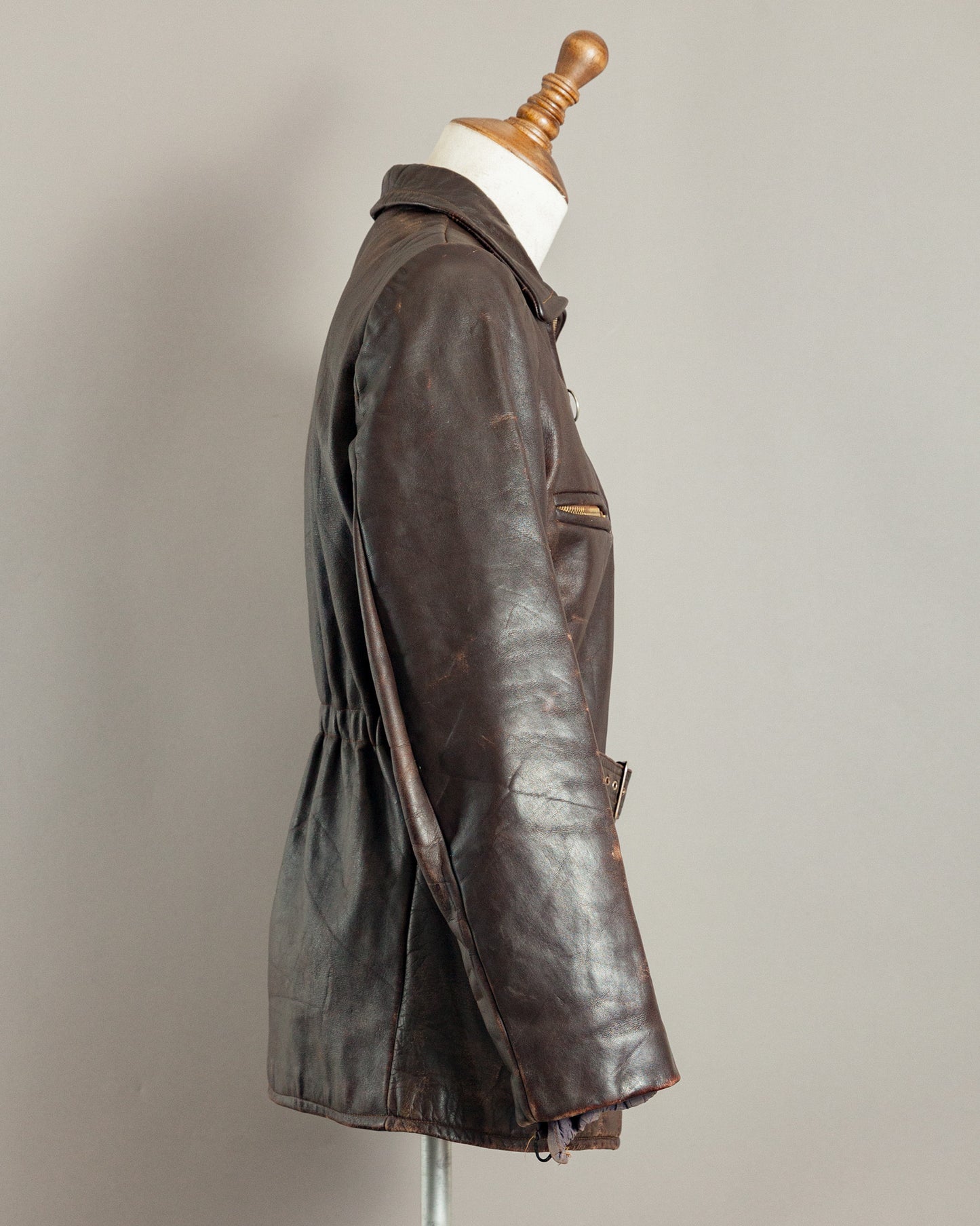 1940s Horsehide Leather Motorcycle Jacket - Small (36-38)