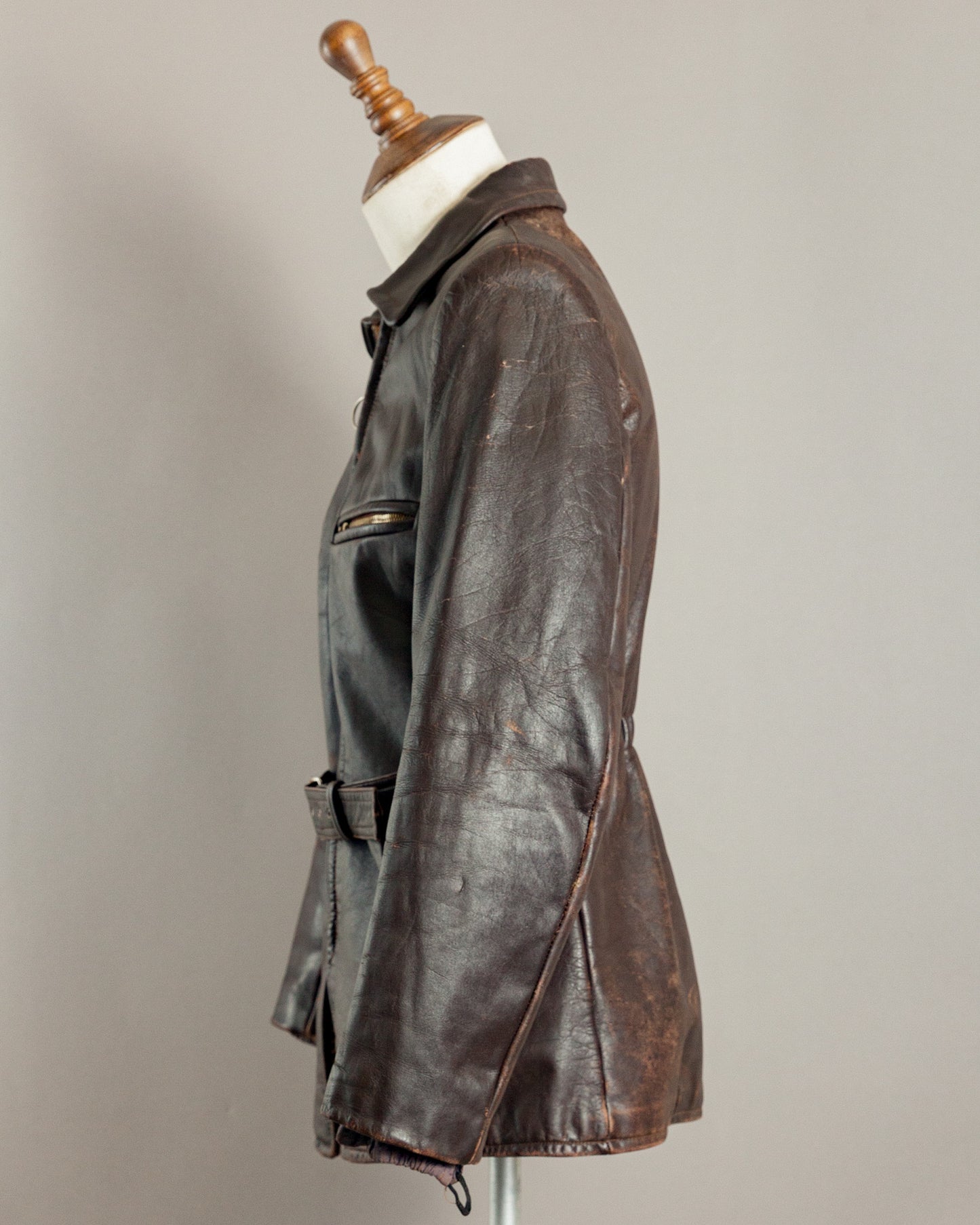 1940s Horsehide Leather Motorcycle Jacket - Small (36-38)